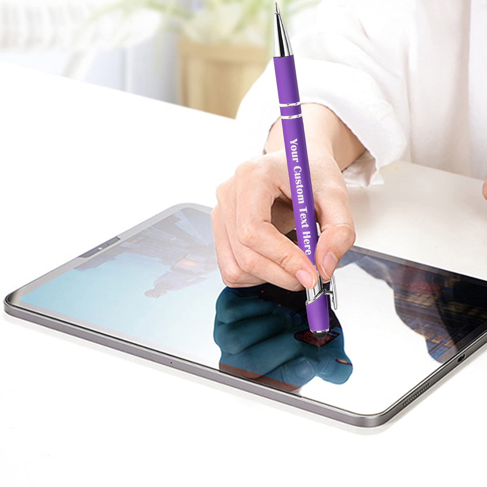 150 Pcs Personalized Custom Pens Bulk - Free Engraving with Name/Message - Custom Ballpoint Pens & Stylus for Business, Office, Graduation Gifts - Ideal for Men, Women, Christmas & Birthday Presents (Purple) - Perfect for Corporate Events, School Supplies & Promotional Giveaways