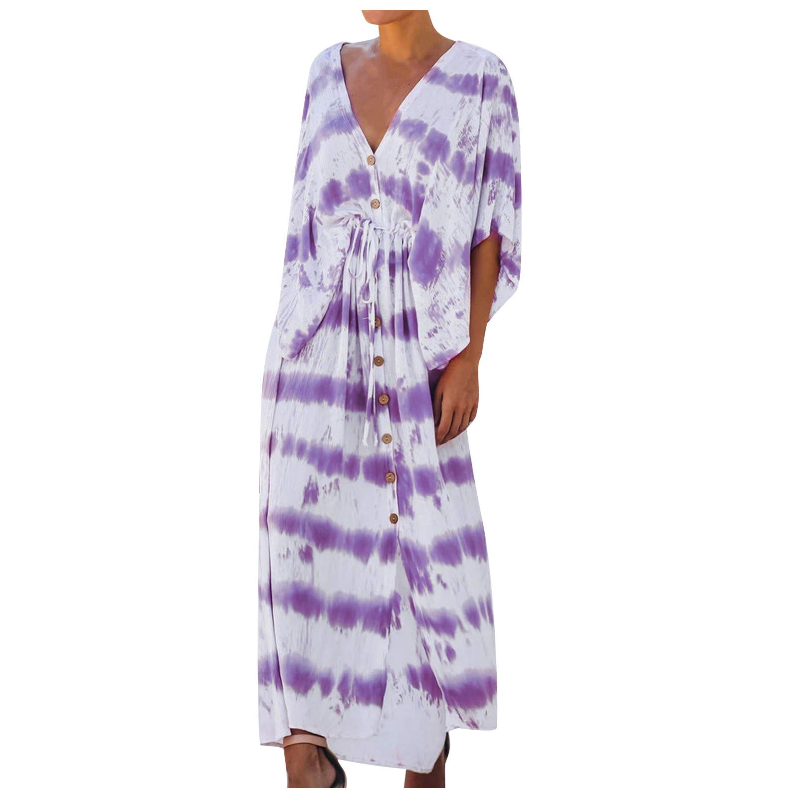 ETHKIA Elegant Women's Loose Tie-Dye Lace-Up Dress | Sexy Summer Dress 2022 | Perfect for Beach Parties, Date Nights & Casual Outings