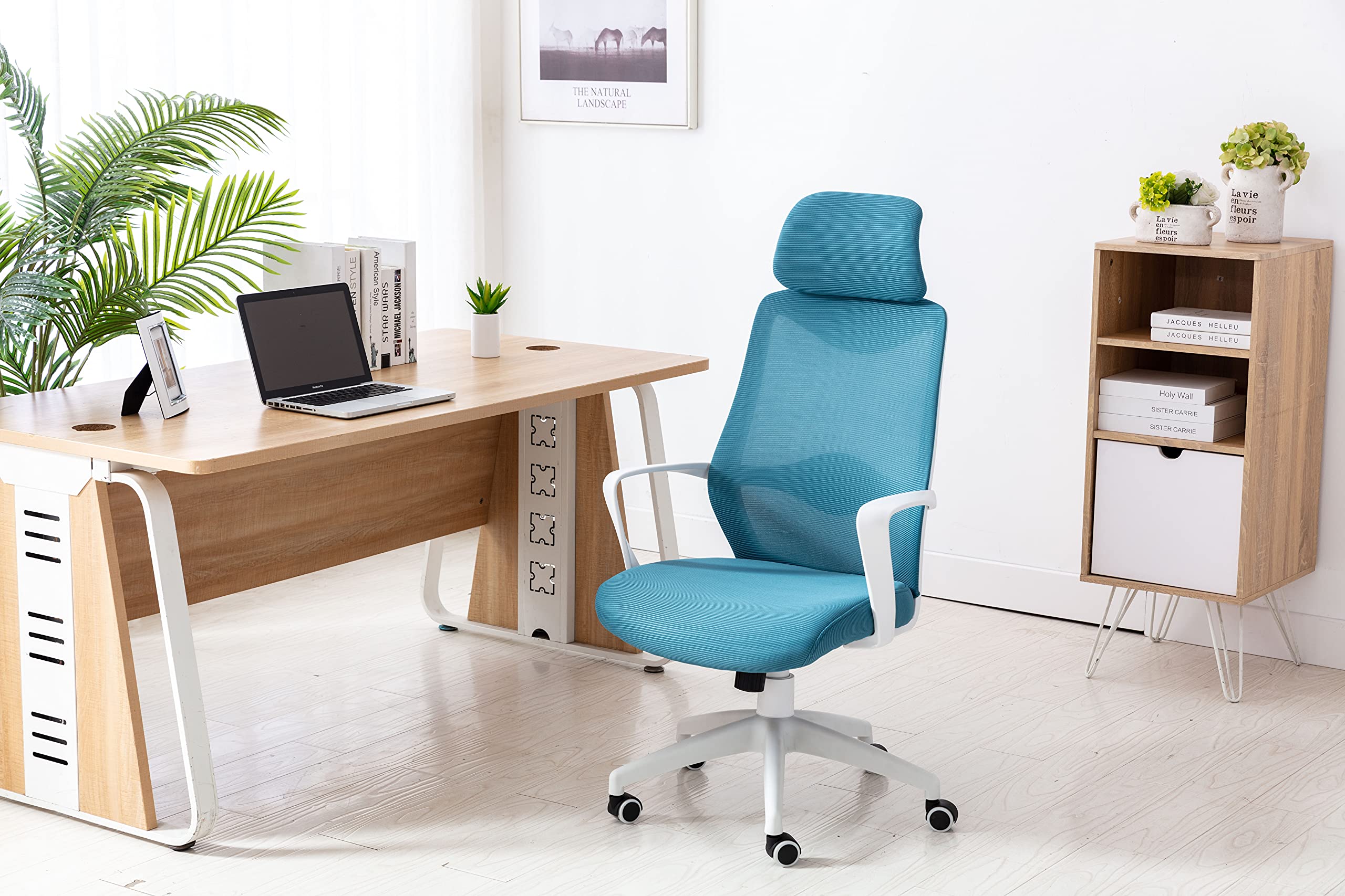Ergonomic Mesh Office Chair - High Back Computer Desk Chair with Reclining & Swivel Function, Comfortable Home Executive Chair for Dorm, Office & Gaming - Blue