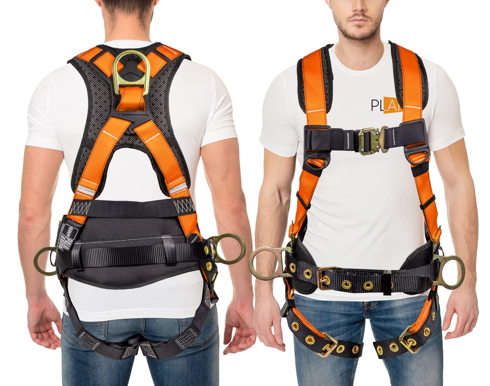 Palmer Safety Hammerhead 5-Point Fall Protection Harness - Padded Back Support, Quick-Connect Buckle Chest, Tongue Buckle Leg Straps, D-Rings for Back & Sides | Ideal for Construction, Roofing & Industrial Work Safety