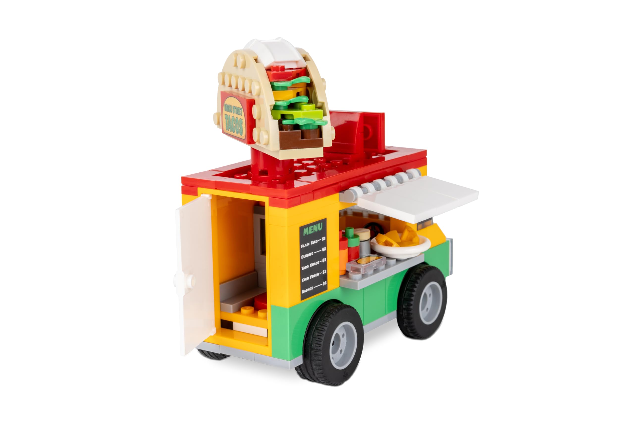 Brick Loot Taco Truck Toy Building Block Set - 185 Pieces with Spinning Street Sign | Compatible with Lego & Major Brands | Creative STEM Toy for Kids Age 6+ & Adults | Perfect for Playtime, Collectors & DIY Model Building