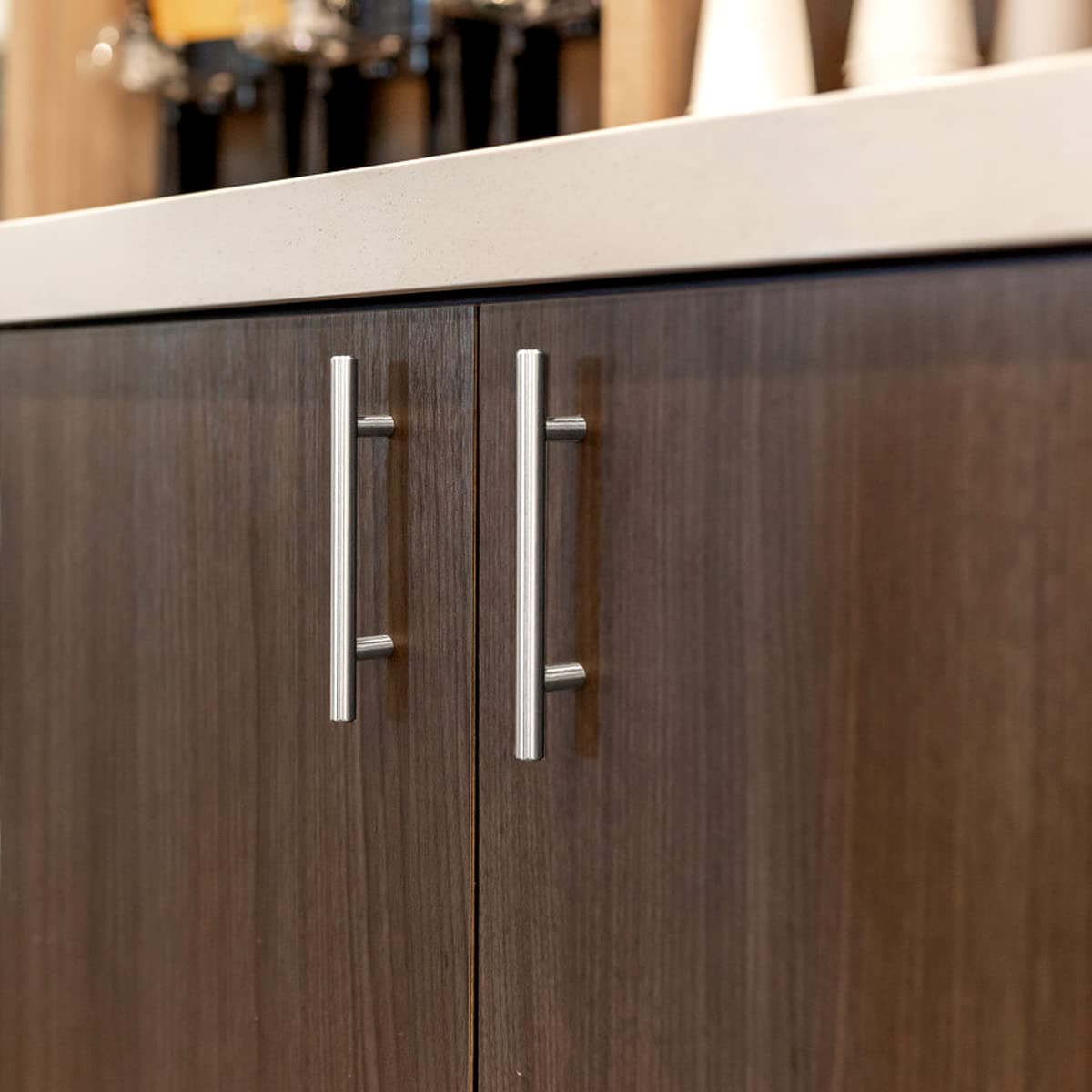 Probrico 30 Pack 3-3/4 Inch Brushed Nickel Cabinet Pulls - Round Tube T Bar Drawer Handles for Kitchen Cabinets & Dressers - Durable Stainless Steel Hardware (6