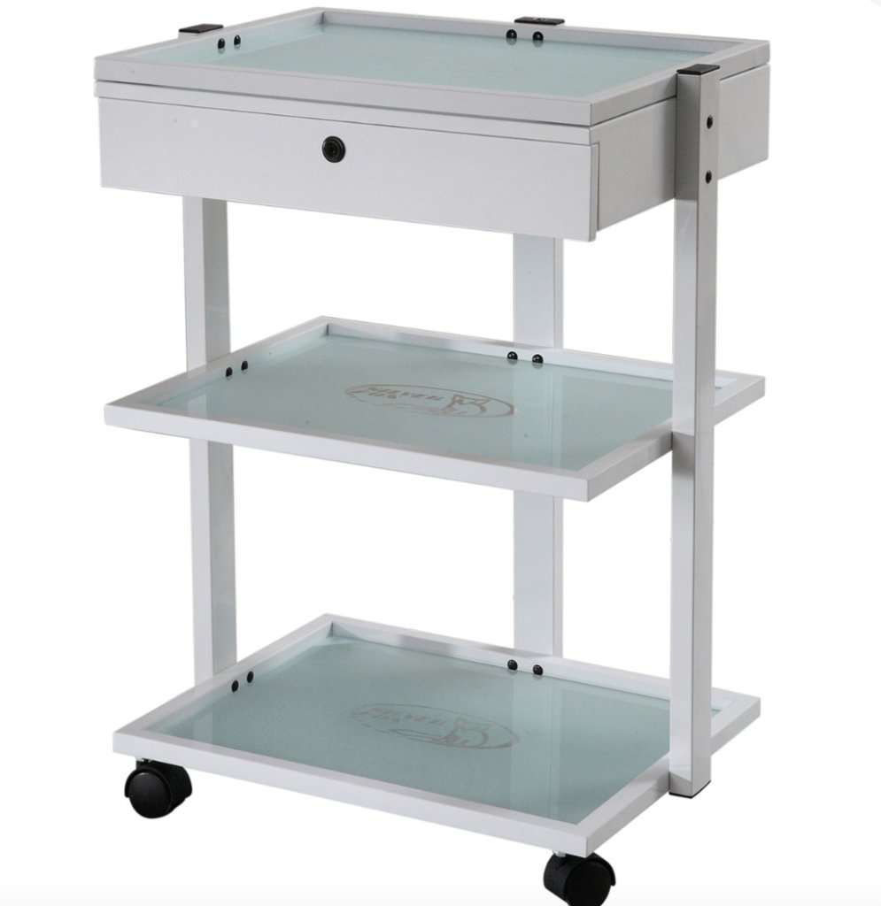 Silverfox Beauty Trolley with Locking Drawer 1040A - Professional Salon Rolling Cart with Wheels for Makeup, Nail, Hair & Tattoo Supplies - Perfect for Home & Salon Organization
