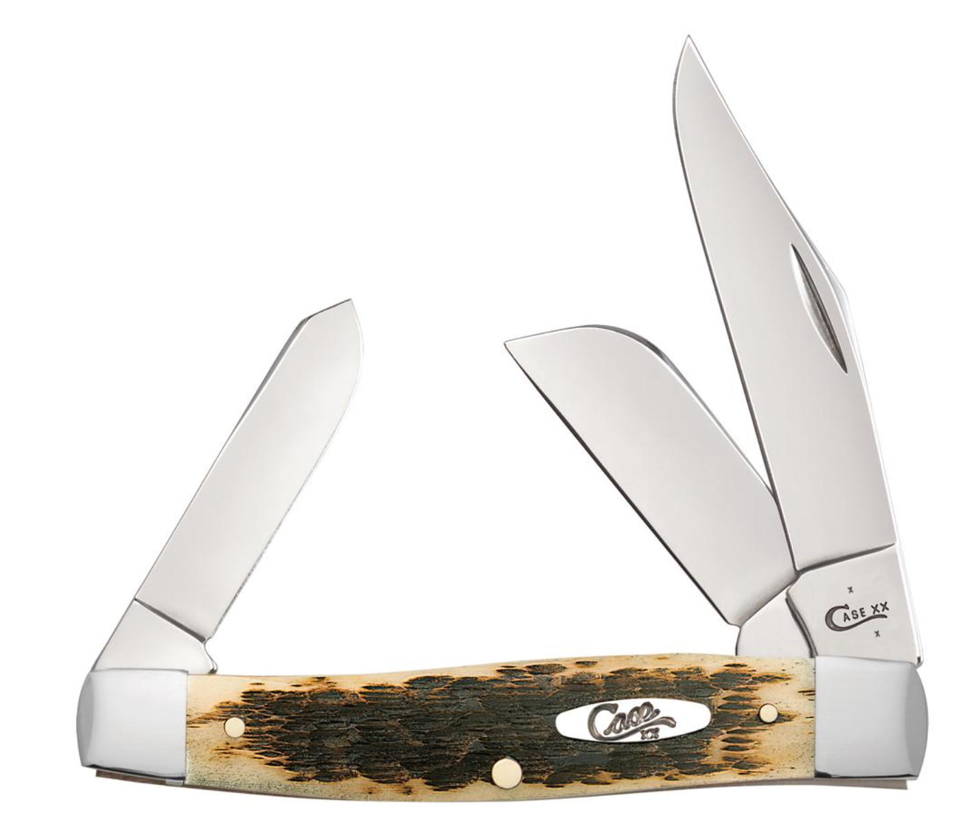 Premium Chrome Vanadium Large Stockman Pocket Knife with Amber Bone Peach Seed Jig Handle (00204) - Perfect for Camping, Hunting & Everyday Carry (EDC)