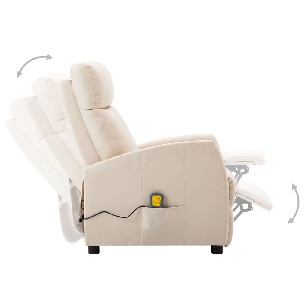 Premium Massage Recliner Chair with Adjustable Positions - Ergonomic Living Room & Bedroom Reclining Chair for Home Theater, Gaming & Relaxation - Soft Cream Fabric Upholstery - Perfect for Movie Nights, Gaming Sessions & Stress Relief