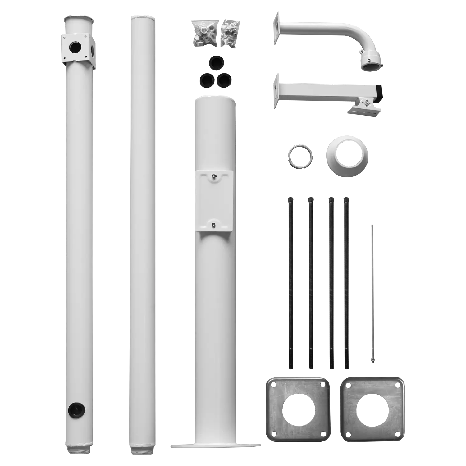 3.5m White Camera Mast, Galvanized Steel Lightning Rod - Perfect for Outdoor Security Cameras, Surveillance Systems & Weather Monitoring