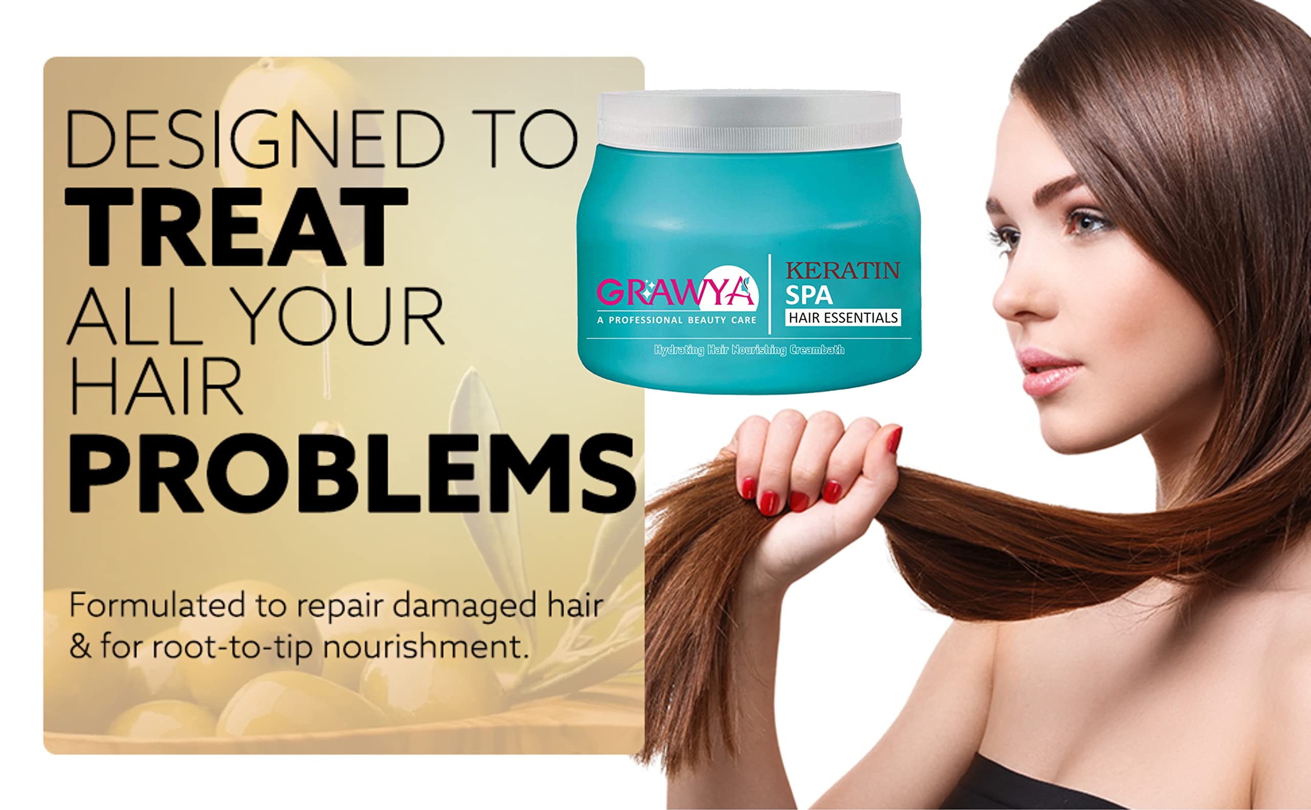 Grawya Professional Keratin Spa Hair Treatment - 500g for Smooth, Shiny & Frizz-Free Hair at Home or Salon