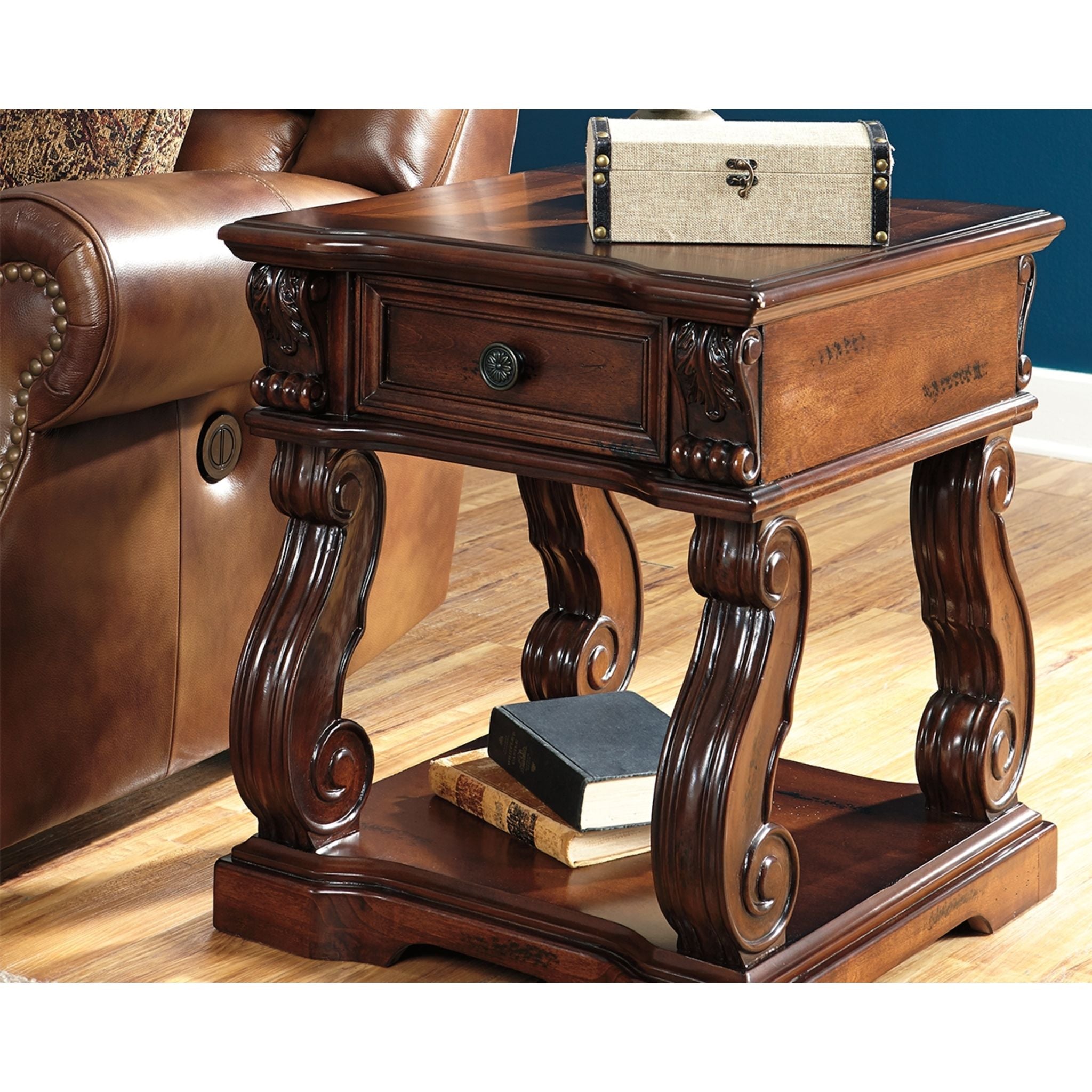 Alymere Rustic Brown End Table - Small Side Table for Living Room, Bedroom, or Office - Perfect for Coffee, Books, and Decor