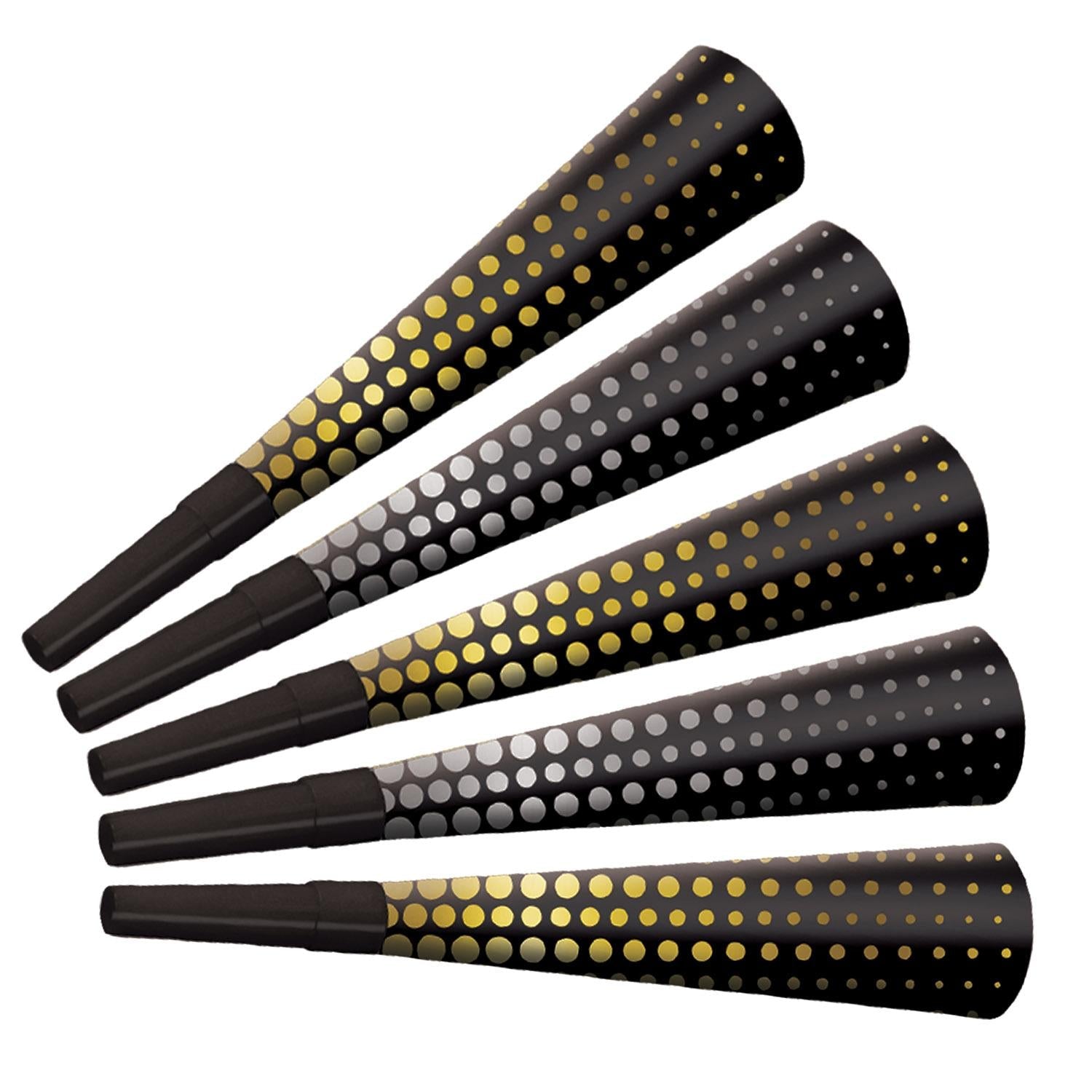 100 Pack Beistle Silver & Gold New Year's Eve Party Horns - Cheers to 2024 - Perfect for NYE Celebrations, Countdown Parties & Festive Gatherings