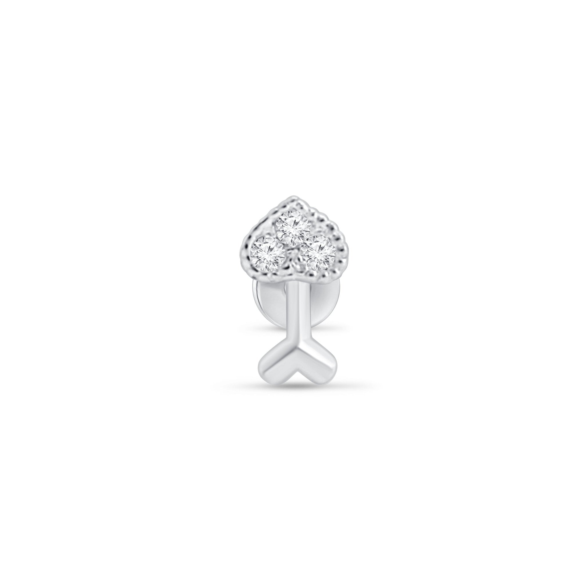 14K White Gold Diamond Heart Cupid's Arrow Stud Earrings - Perfect for Valentine's Day Gifts, Anniversary Presents & Romantic Occasions