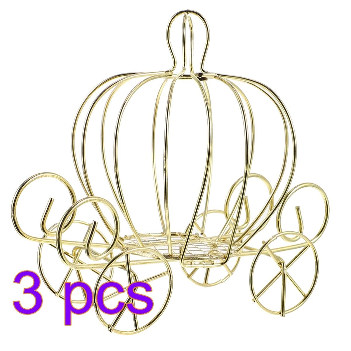 IMIKEYA 3PCS Mini Pumpkin Carriage Candy Box - Metal Halloween Candy Holder with Lid for Trick or Treat, Party Favors, Wedding Decor & Holiday Centerpiece