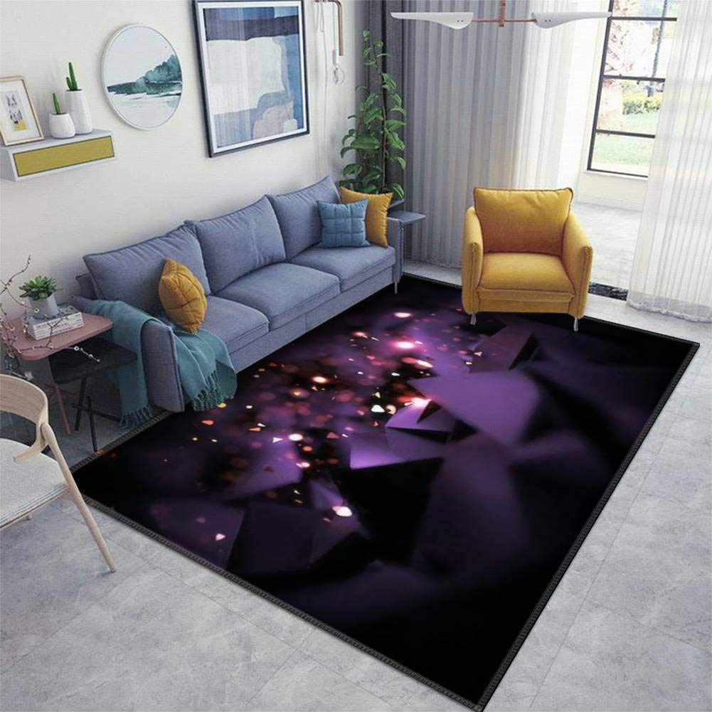 3D Glitter Non-Slip Rug Pad - Purple Violet with Black Background, Thickened Floor Mat for Living Room, Entryway, Indoor & Outdoor Use - Perfect for Home Decor and High Traffic Areas