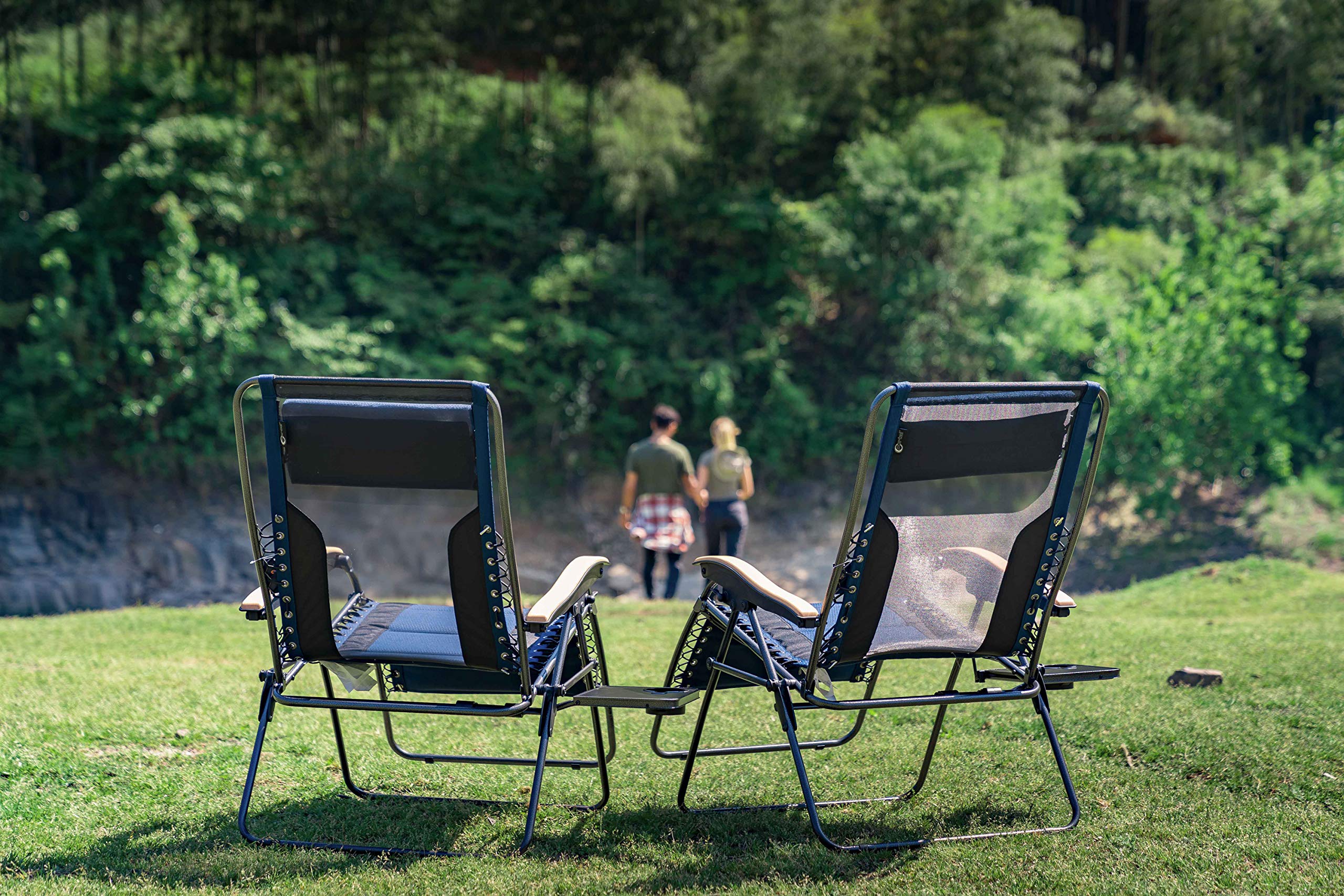 **XL Oversized Mesh Back Zero Gravity Reclining Patio Chair - Heavy Duty 350lbs Capacity, Padded Seat & Adjustable Pillows with Cup Holder - Foldable Lounge Chair for Poolside, Backyard, Lawn, or Beach Relaxation**
