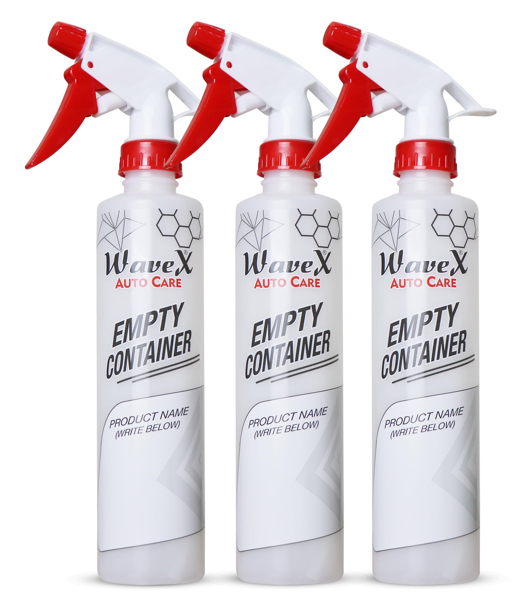 WaveX Empty Spray Bottles 3-Pack - Refillable Plastic Containers for Cleaning Solutions, Hair Care & DIY Projects - Perfect for Home, Salon & Garden Use