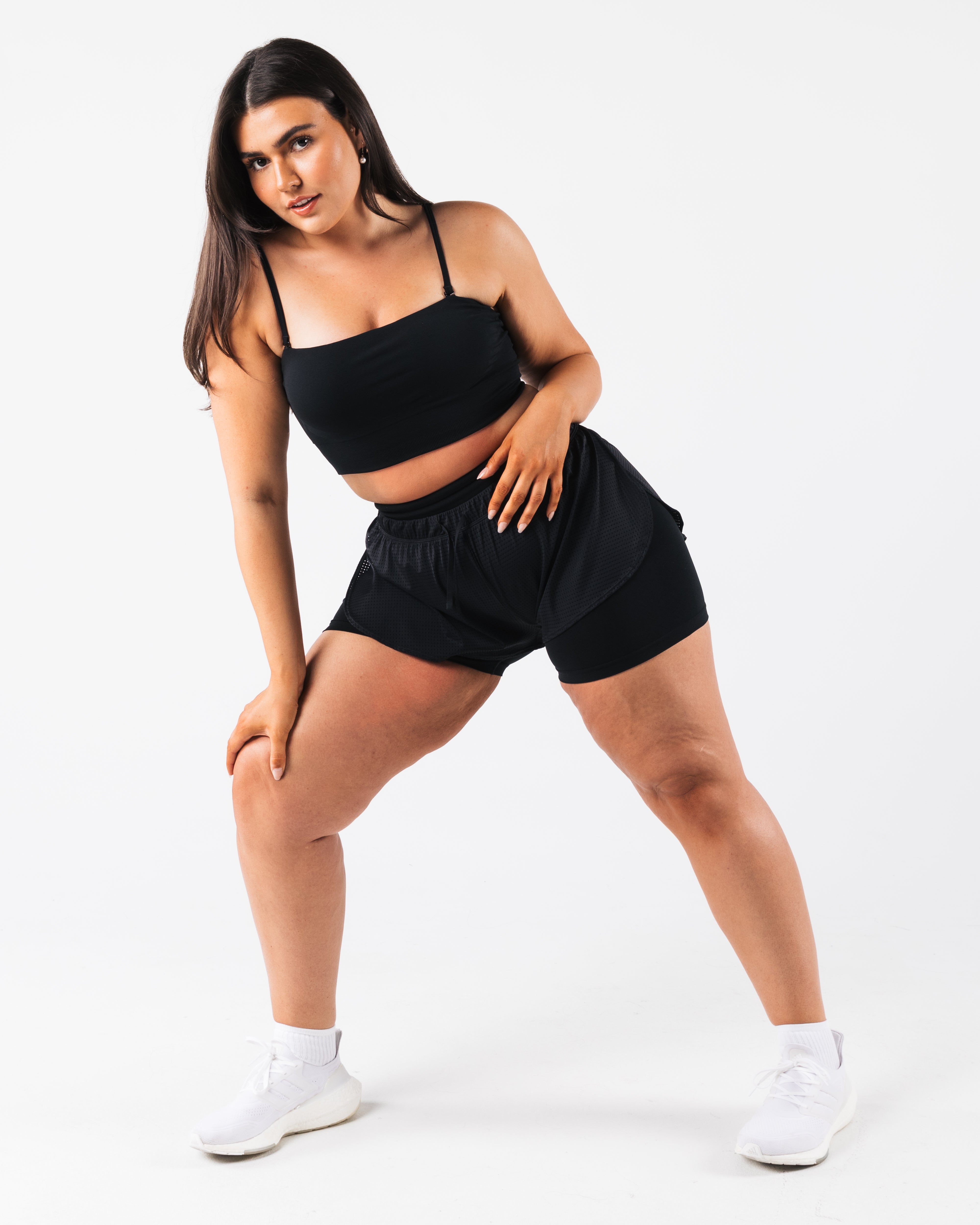 Margo Mesh Shorts for Women - Black Athletic Running Shorts for Gym, Yoga & Outdoor Sports