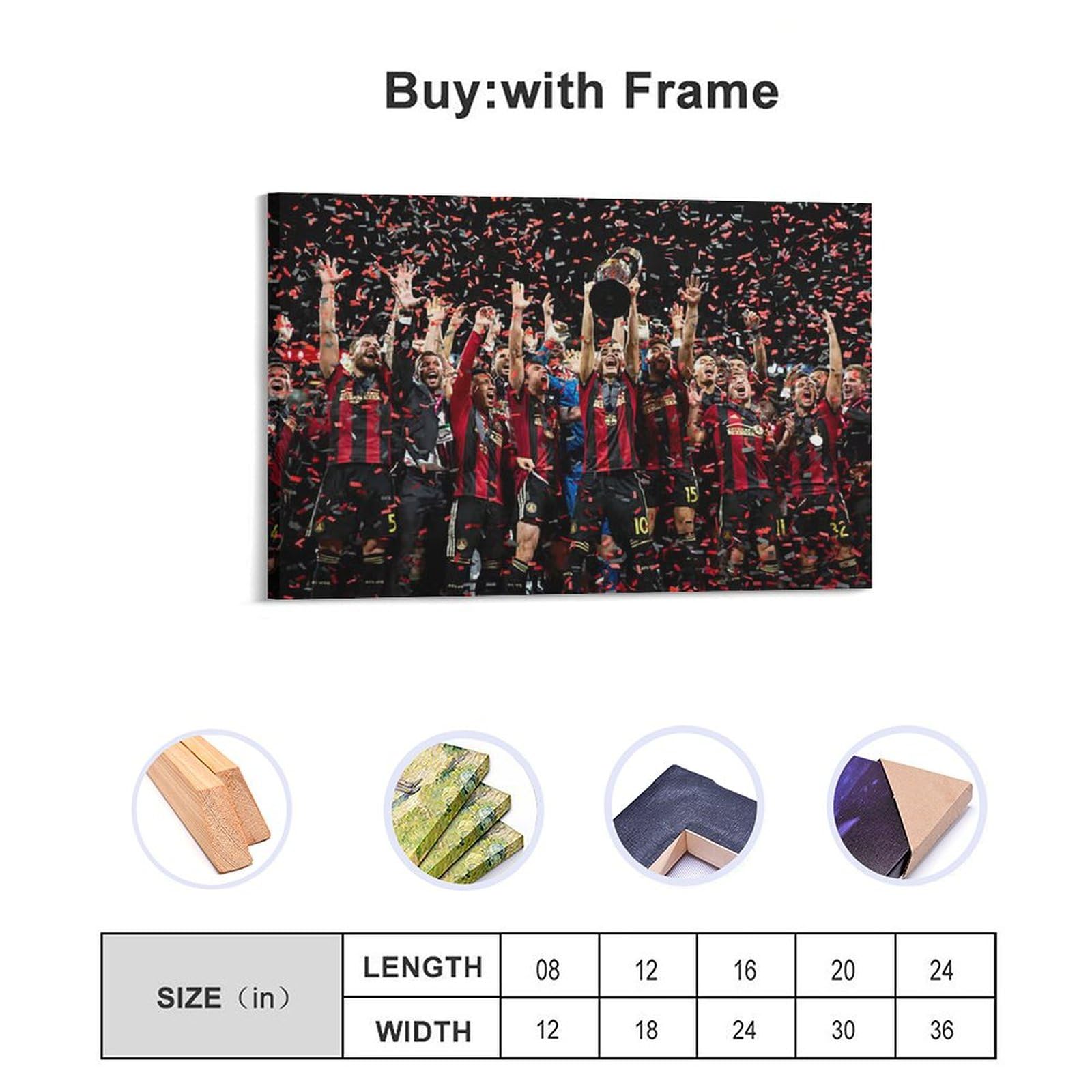 Atlanta United 2018 MLS Cup Championship Poster - 24x36 Inch (60x90cm) Canvas Wall Art Print for Sports Fans, Home & Office Decor, Bedroom Aesthetics, Man Cave & Game Room Decorations - Perfect Soccer Gift for Fans