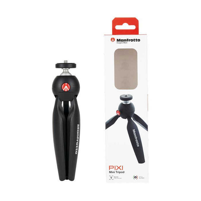 Manfrotto Pixi Mini Tripod Mii Black - Compact Portable Tripod for Smartphones & Cameras - Perfect for Travel, Vlogging & Photography