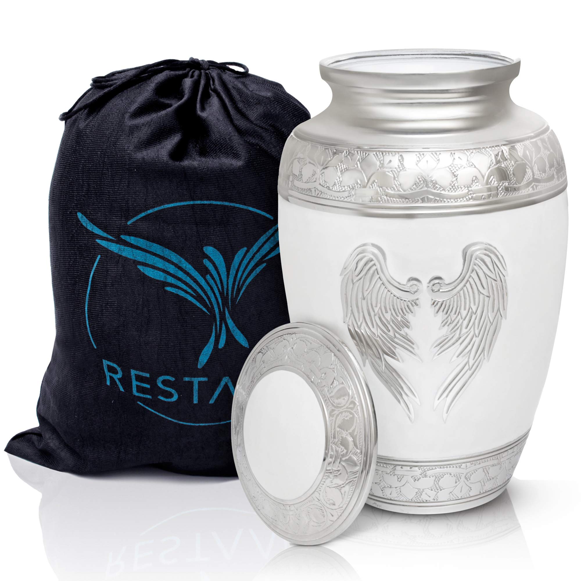 Elegant White Angel Wings Cremation Urn for Adults - Memorial Keepsake for Human Ashes | Perfect for Home Memorial Display, Funeral Services & Remembrance Ceremonies