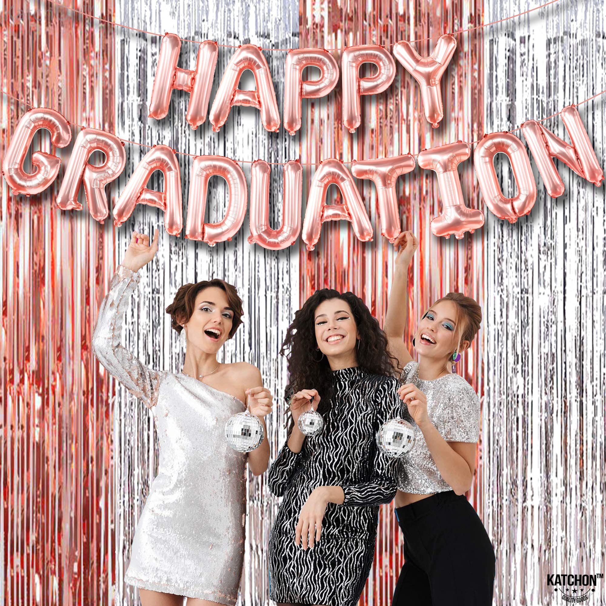 16 Inch Rose Gold Graduation Balloons - Class of 2025 Foil Balloons for Graduation Party Decorations | Happy Graduation Decor 2025 | Perfect for Graduation Ceremonies, Parties & Photo Backdrops