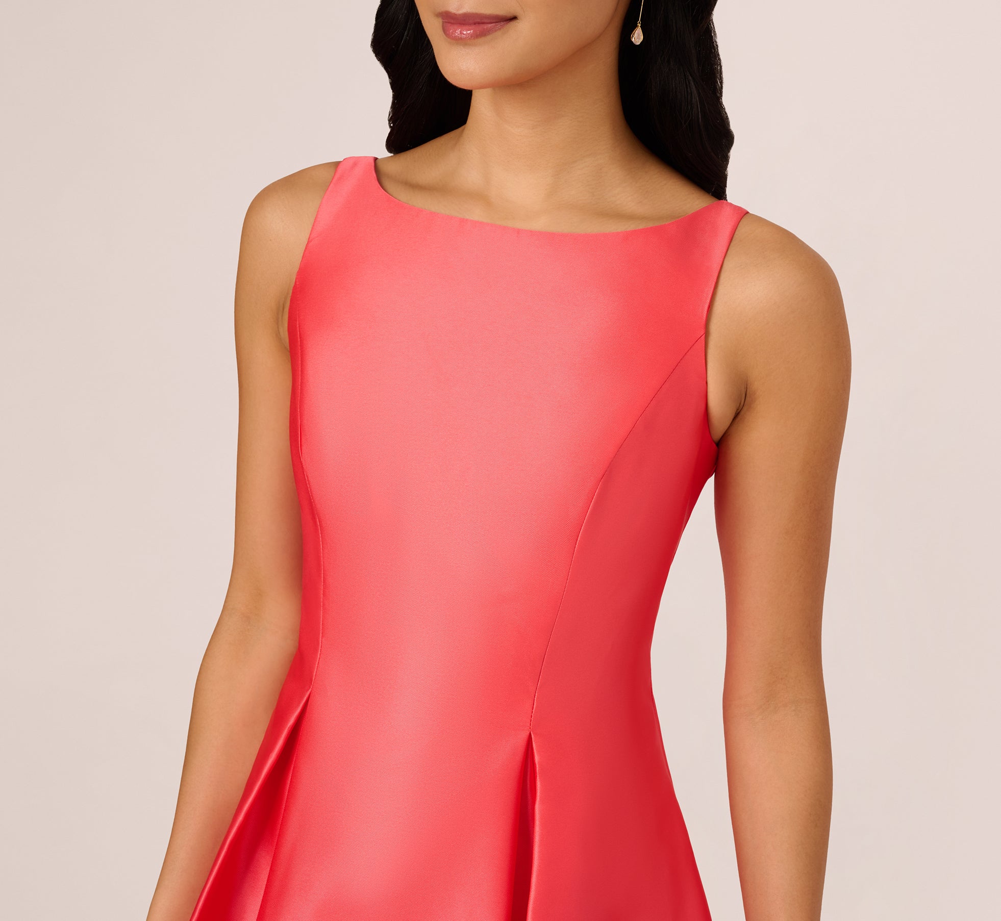 Sleeveless Mikado Fit and Flare Midi Dress with V Back in Desert Flower - Elegant Cocktail Party & Summer Wedding Guest Dress