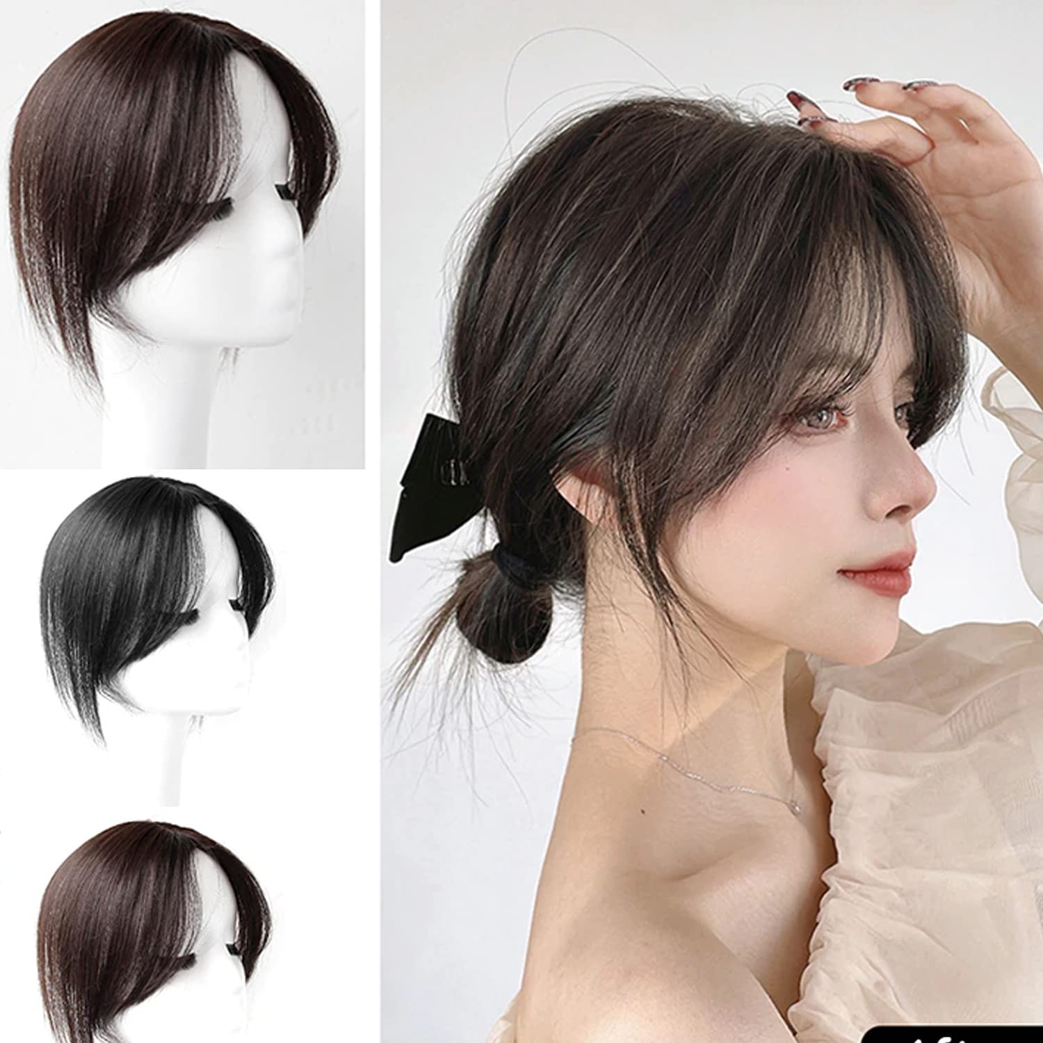 PRAVRAJYA Clip-In Hair Bangs for Women - Thin Front Hair Extension Fringe Piece (Black) | Natural-Looking Bangs for Instant Style Upgrade - Perfect for Cosplay, Daily Wear & Special Occasions