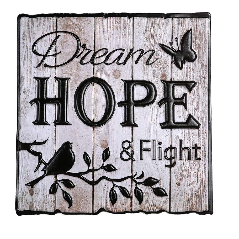 DEARCRAFT Antique Wooden 3D Dream Hope Sign Wall Decal with Butterfly Design - Rustic Farmhouse Decor for Front Door, Living Room, Bedroom & Porch | Perfect for Home, Wedding, Nursery & Office Wall Art
