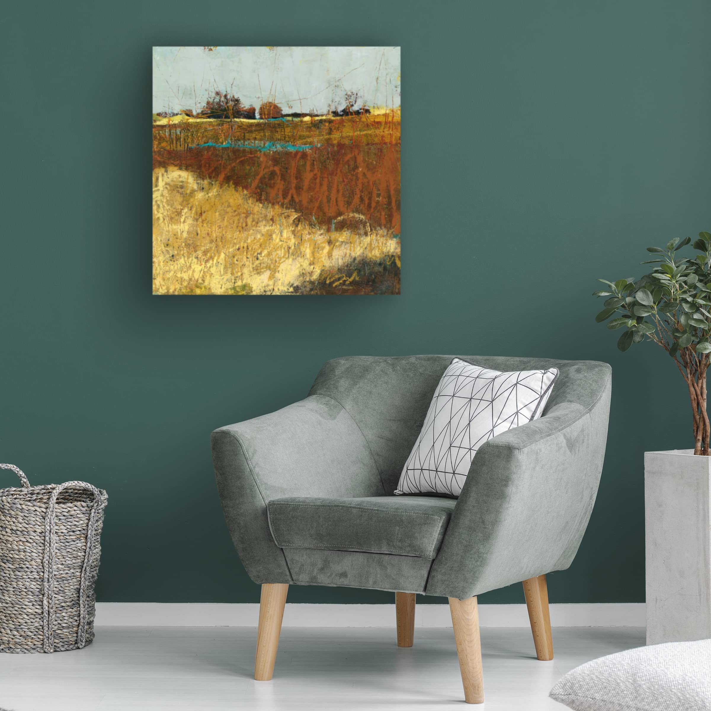 Trademark Fine Art 'The Fields' Canvas Wall Art by Linda Nickell - Landscape Painting for Living Room, Bedroom & Office Decor