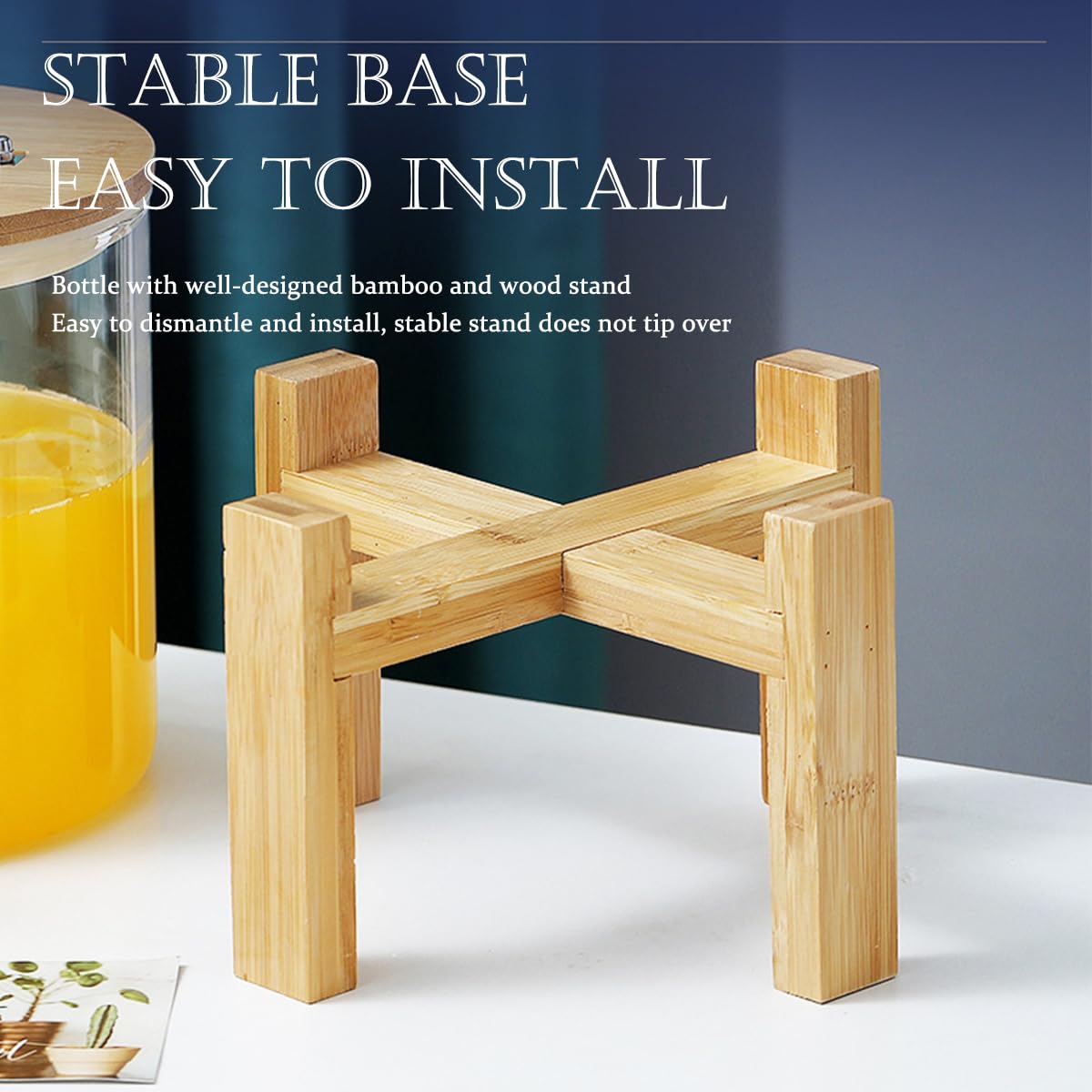 NADYE Beverage Dispenser with Wooden Stand - Hot & Cold Drink Dispenser with Spigot - Water Container for Home, Office, or Party Use - Perfect for Lemonade, Iced Tea, and Punch at Events
