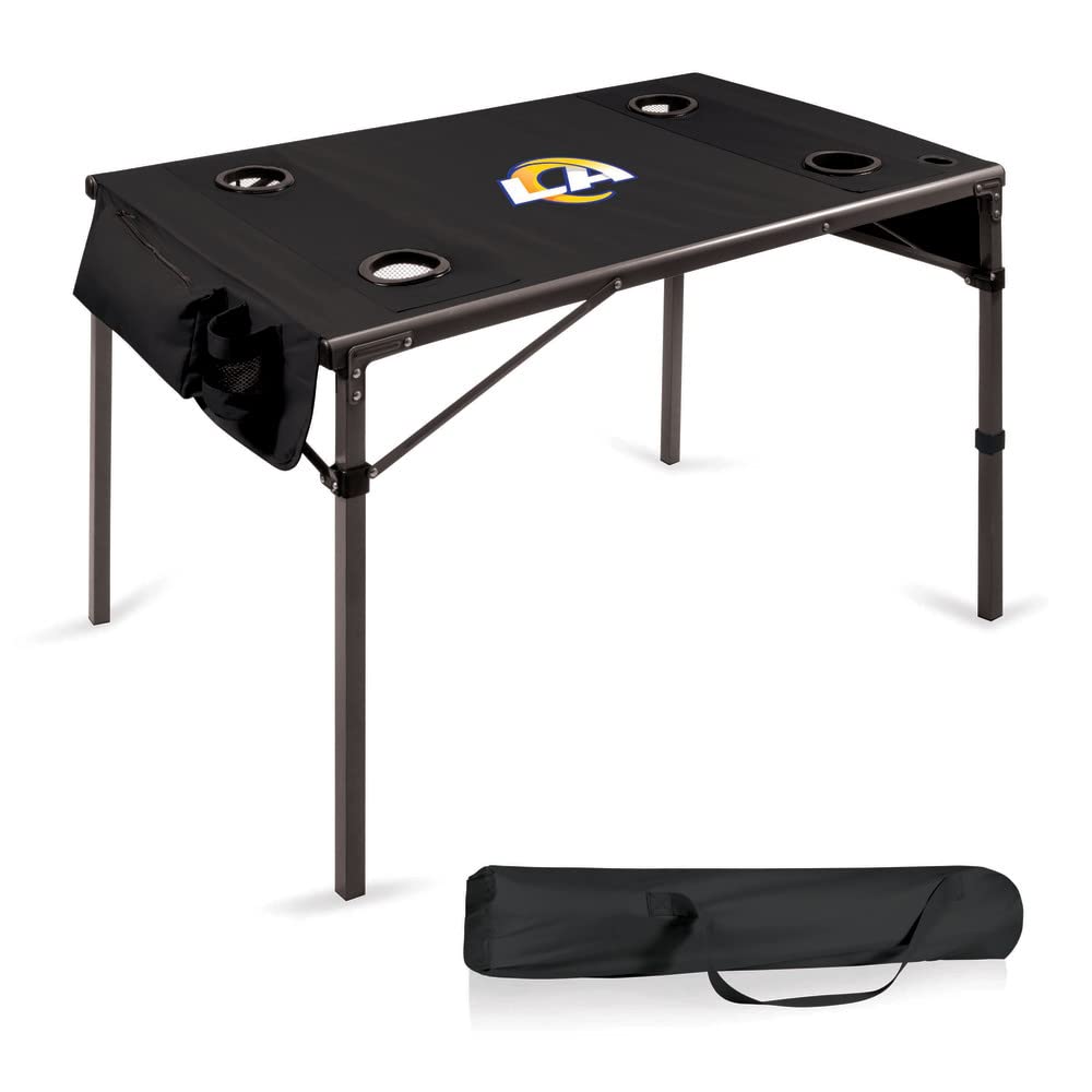 PICNIC TIME NFL Portable Soft Top Travel Table - Lightweight Folding Picnic Table for Outdoor Games, Tailgating & Camping - Black