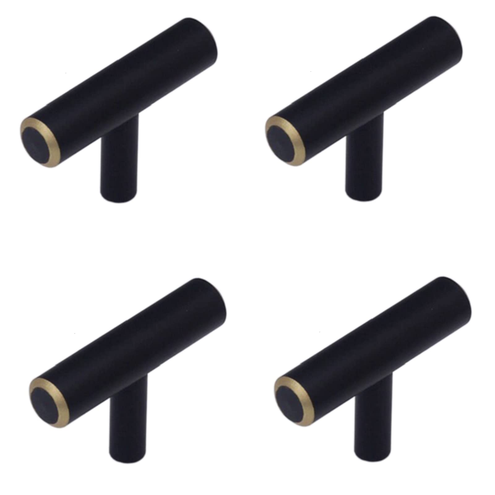 Solid Brass Cabinet Knobs - 4Pcs Round Drawer Pulls for Kitchen & Dresser