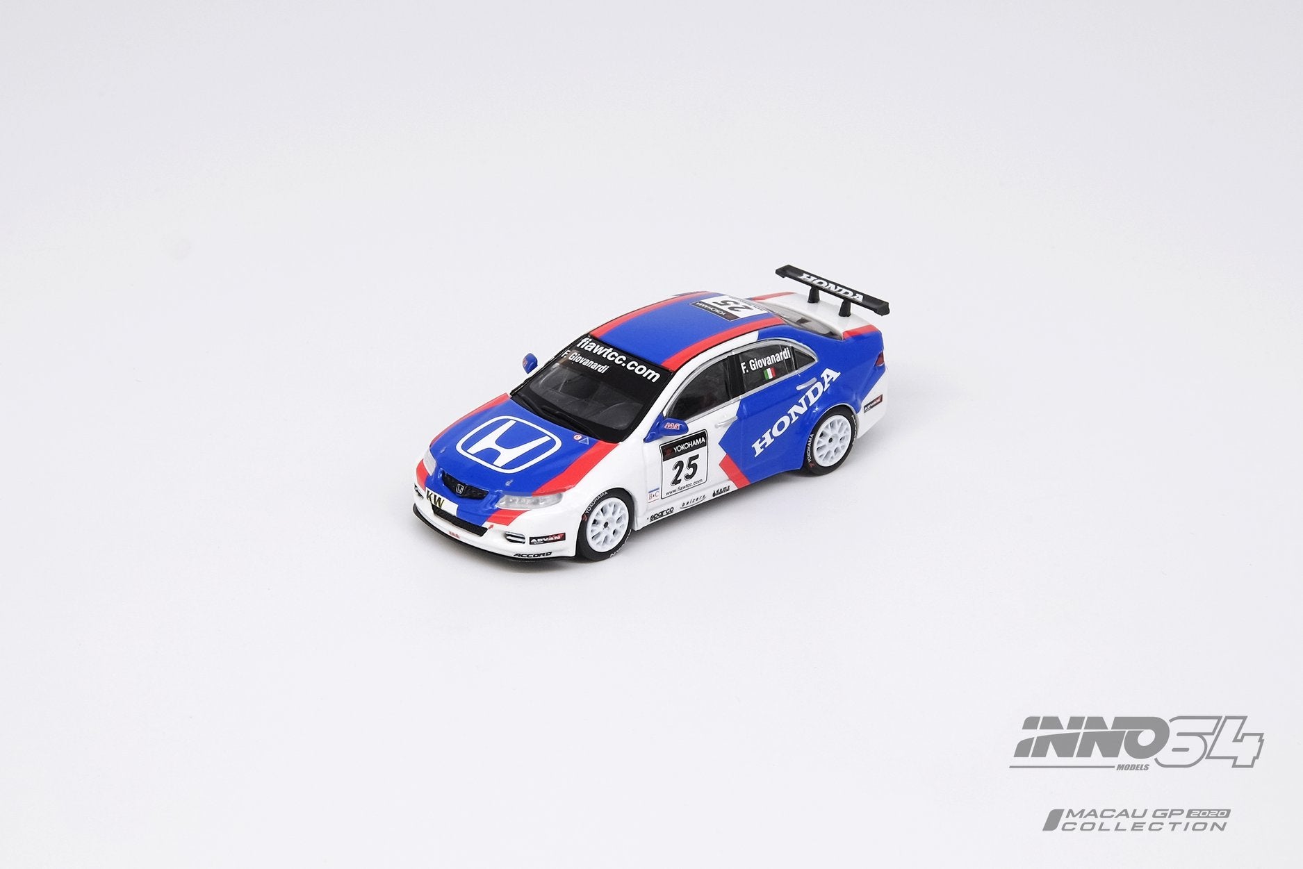 INNO Models 1:64 Scale Diecast Honda Accord Euro R #25 JAS Motorsport MGP 2006 - Collectible Miniature Car for Display, Racing Enthusiasts, and Model Car Collections