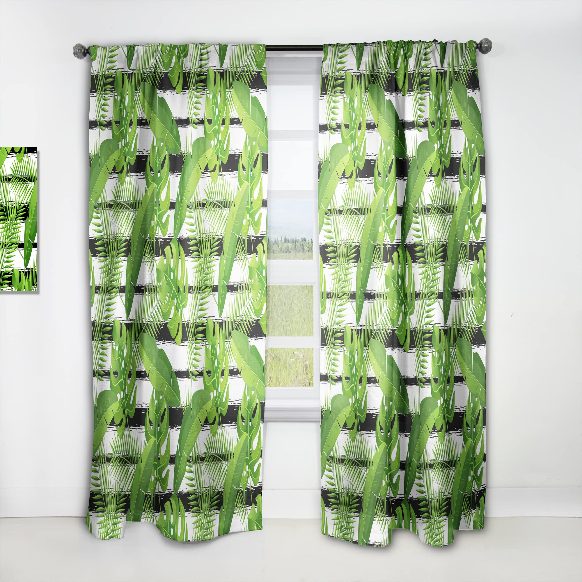 DesignQ Tropical Palm Leaf Print Blackout Curtains - Thermal Insulated Single Panel (52x95 inches) for Bedroom & Living Room - Perfect for Privacy, Light Control & Energy Savings