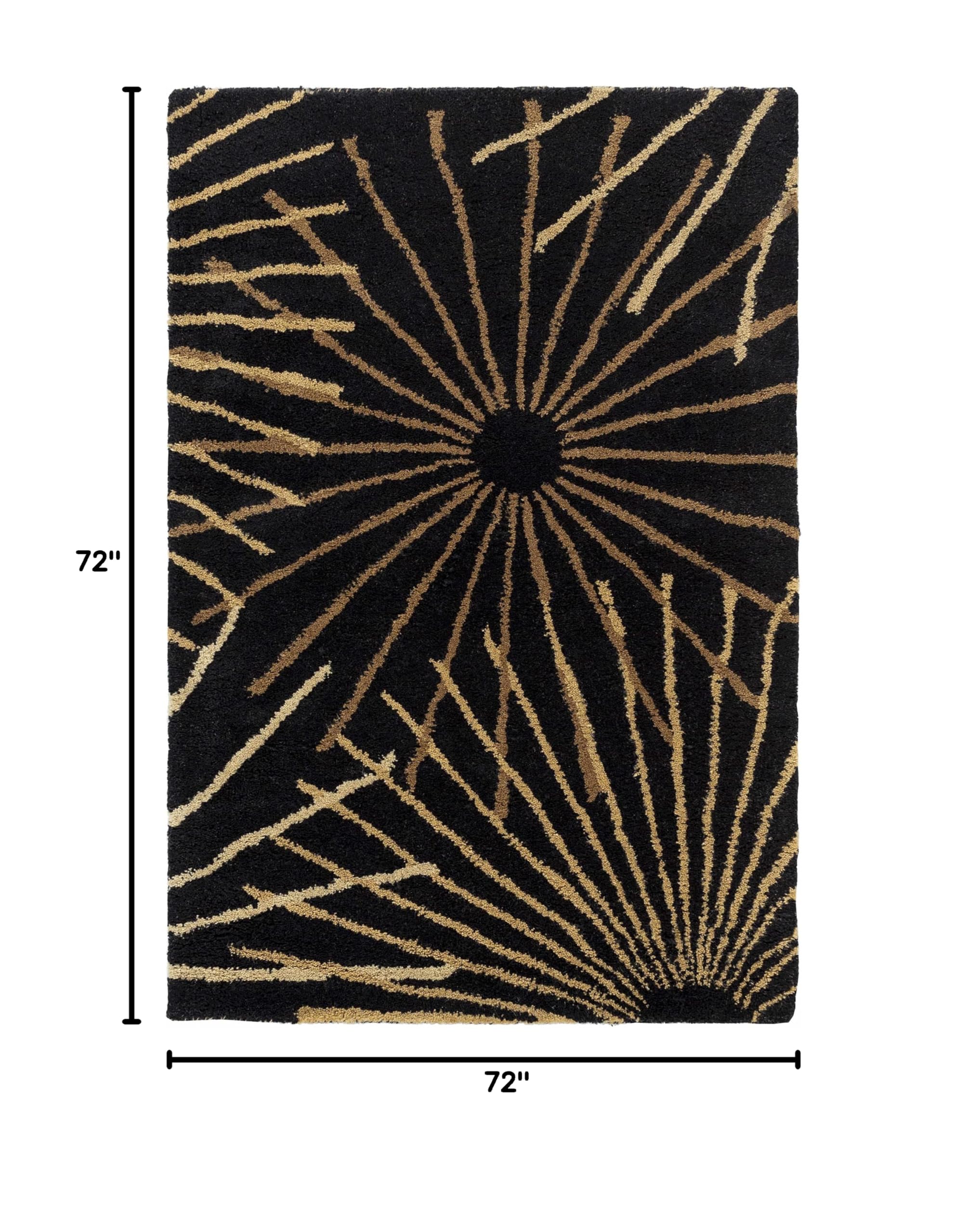 Hauteloom Clover Wool Round Area Rug - 6' Modern Neutral Rug for Living Room & Bedroom - Soft Black, Brown, Beige Home Decor - Perfect for Cozy Spaces, Nursery & Office
