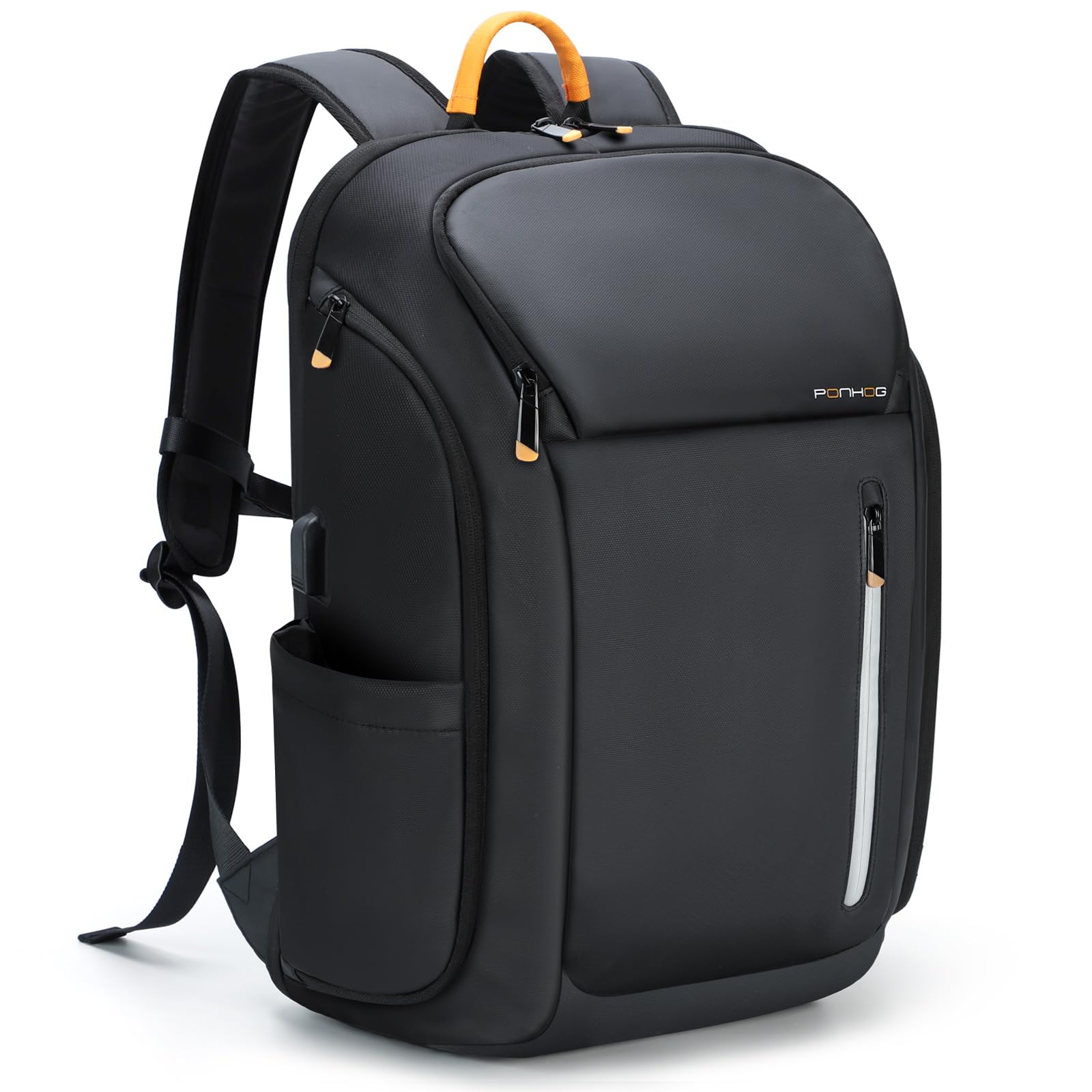 30L Business Backpack for Men - Airplane Approved USB Charging Travel Backpack with Water-Resistant 900D Nylon, Fits 17.3 Inch Laptop - Ergonomic Computer Bag for Office, Commuting & Business Travel (Black)