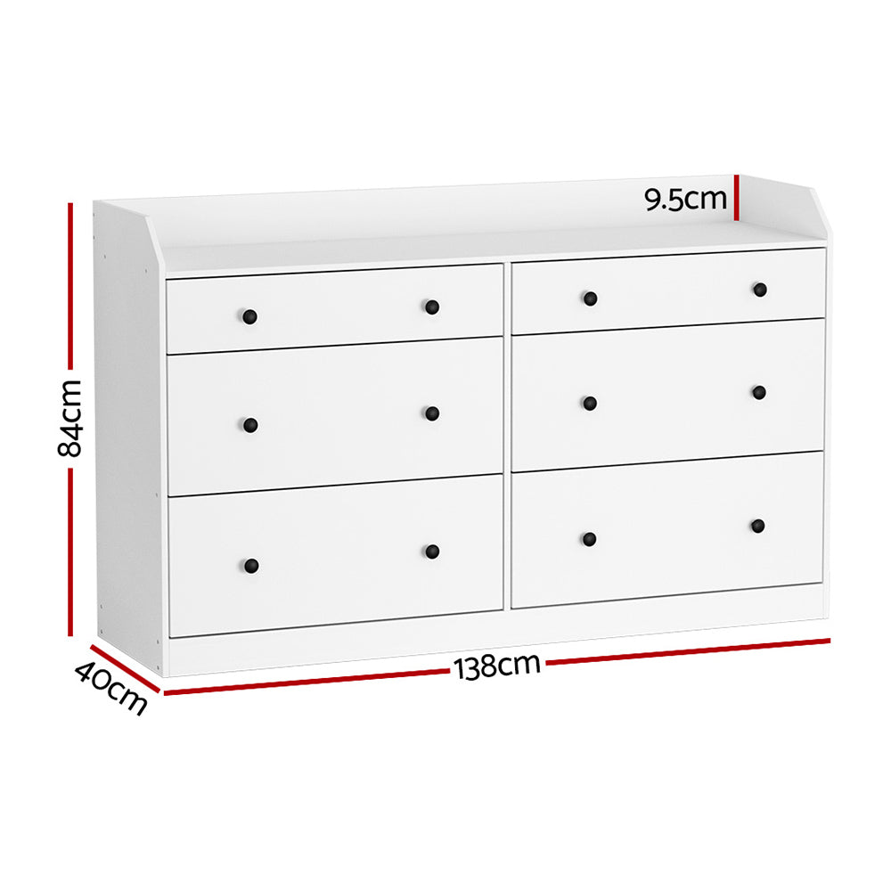 6-Drawer Chest Dresser in White - PETE Collection | Modern Bedroom Storage & Organization Solution