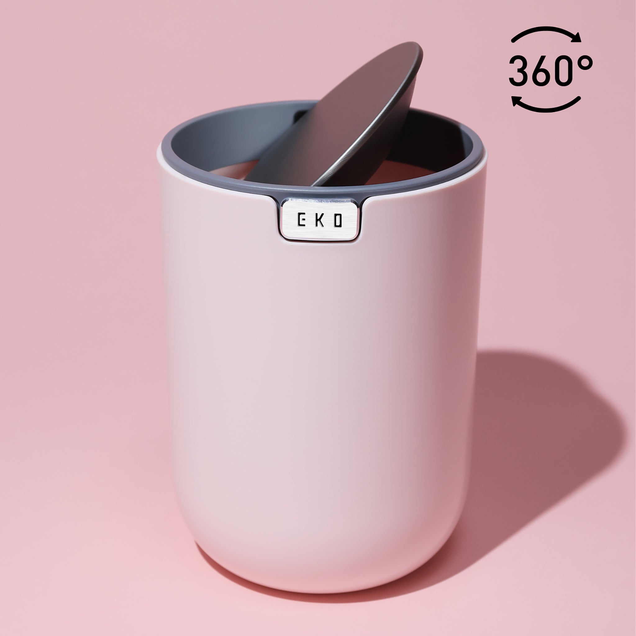 Fandy Swing Top Lid Table Bin - 1.5L (0.4 Gal) Pink Small Trash Can for Kitchen, Office, Bathroom & Bedroom Waste Disposal