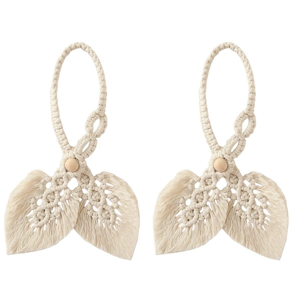 2 Pack Bohemian Style Curtain Tiebacks - Decorative Window Holdbacks for Living Room, Bedroom - Perfect for Home Decor, Wedding & Party Decorations (Gold/White)
