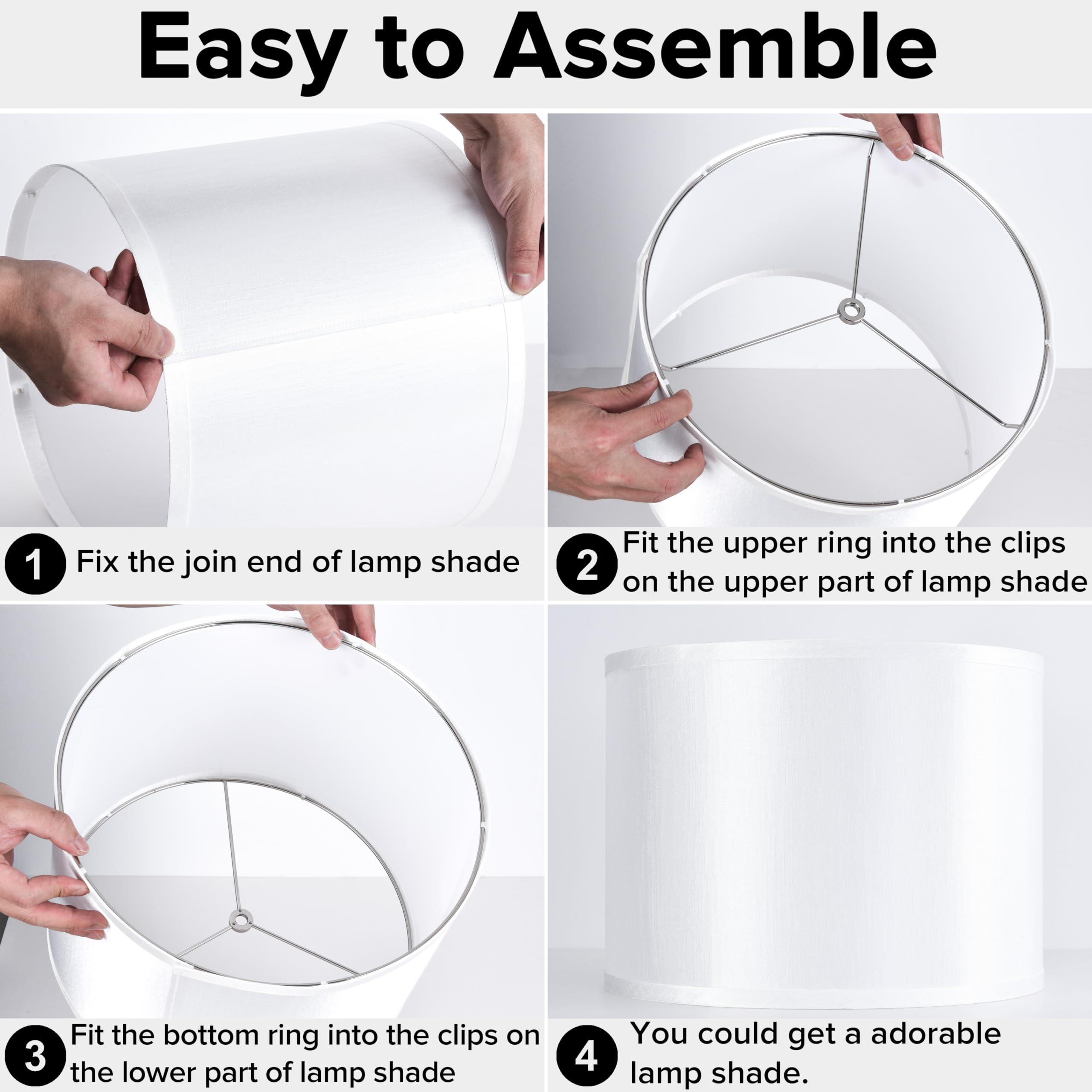 Silver-White Drum Lamp Shades Set of 2 - 13