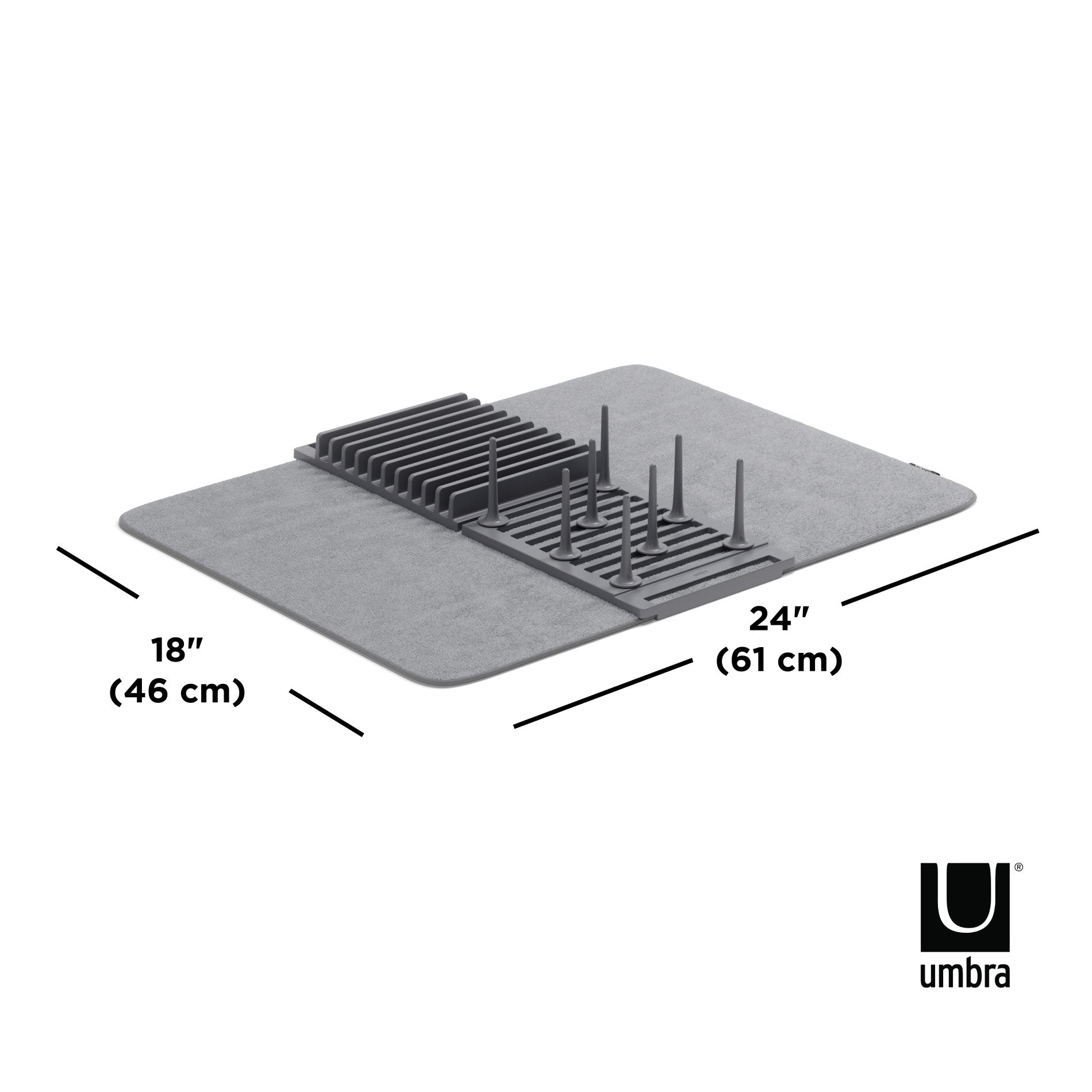 UDry Peg Dish Rack with Mat - Space Saving Drying Rack for Dishes, Cups & Utensils - Perfect for Kitchen Countertop, Sink Side & Small Spaces