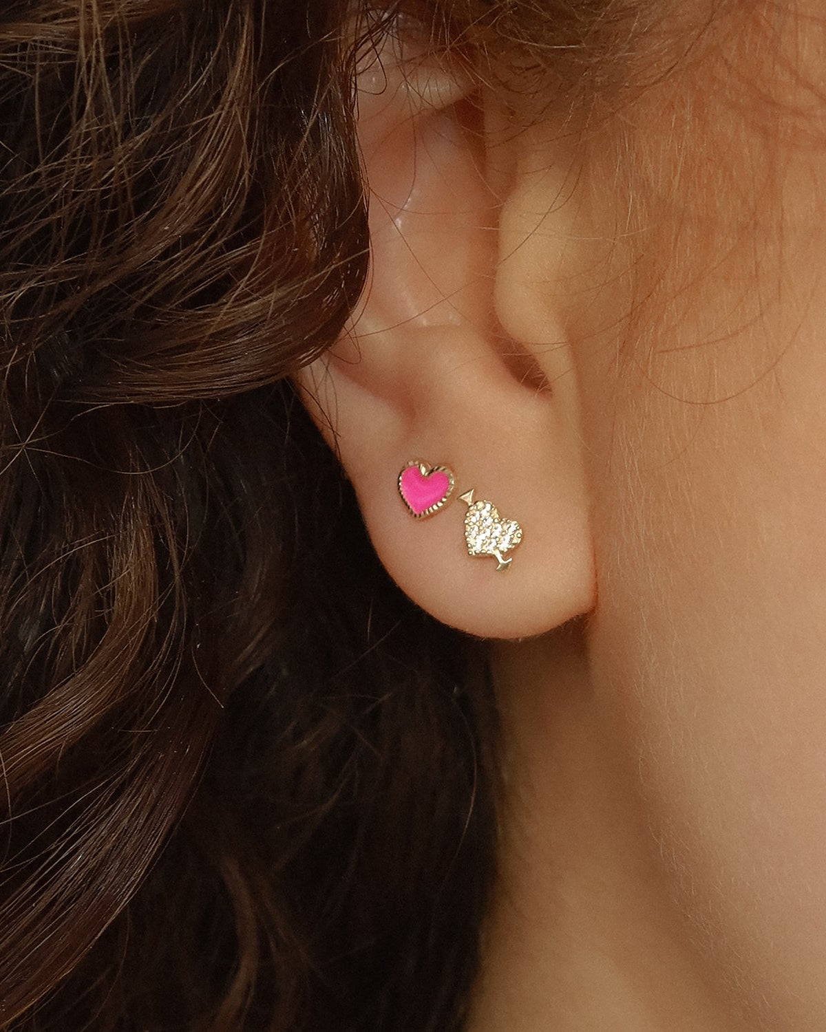 10K Gold Cupid Stud Earrings with CZ Stones - Perfect for Valentine's Day Gifts, Anniversary Presents & Romantic Occasions