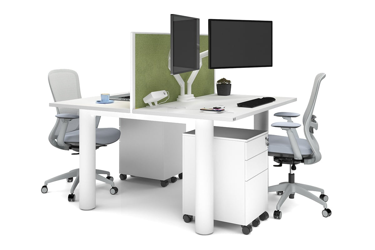 Quadro Cylinder Leg 2-Person Office Workstation Desk [1400L x 700W] - Perfect for Collaborative Workspaces & Modern Offices
