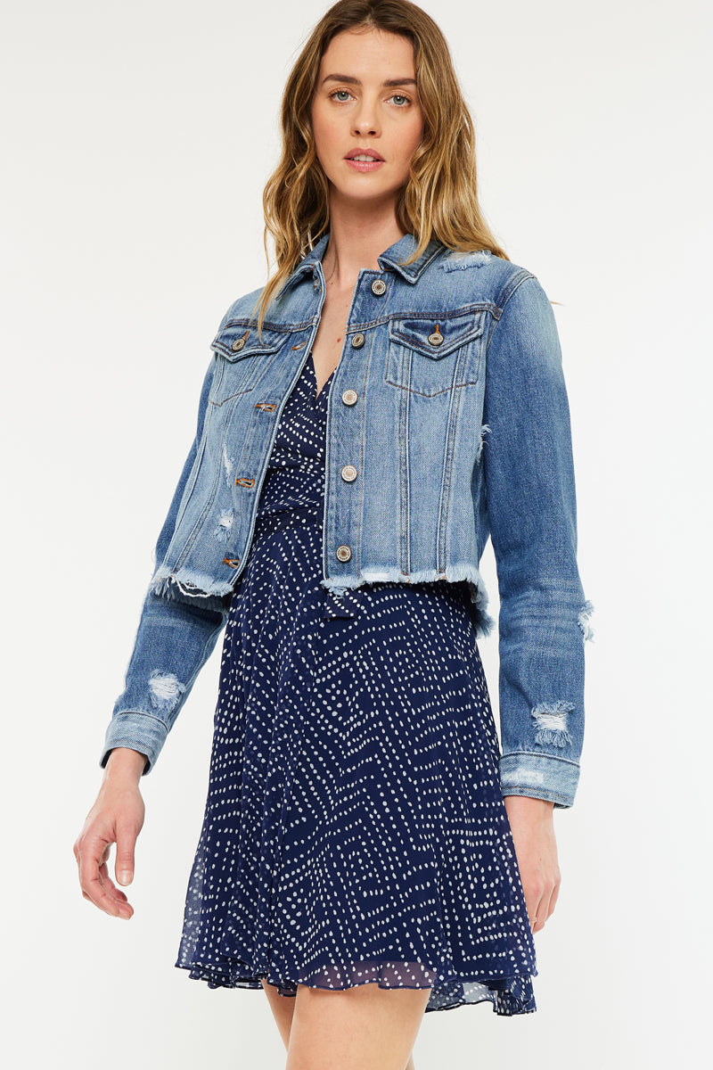 Vintage Distressed Denim Jacket for Men & Women - Classic Blue Washed Denim Trucker Jacket with Button Front & Chest Pockets | Perfect for Casual Outfits, Streetwear, and Layering in Fall & Spring