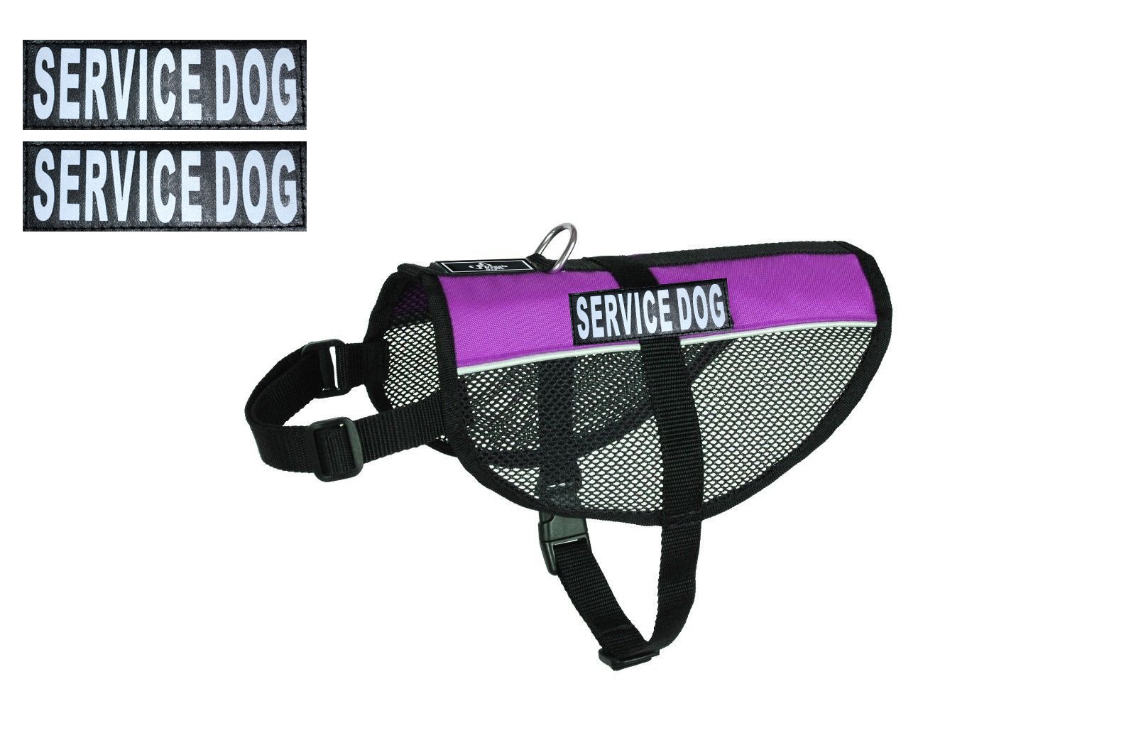 Service Dog Mesh Vest Harness - Cool & Comfortable Nylon Dog Vest for Small, Medium, Large Dogs - Includes 2 Reflective Removable Service Patches - Perfect for Training, Therapy & Assistance Dogs (Girth 15-20