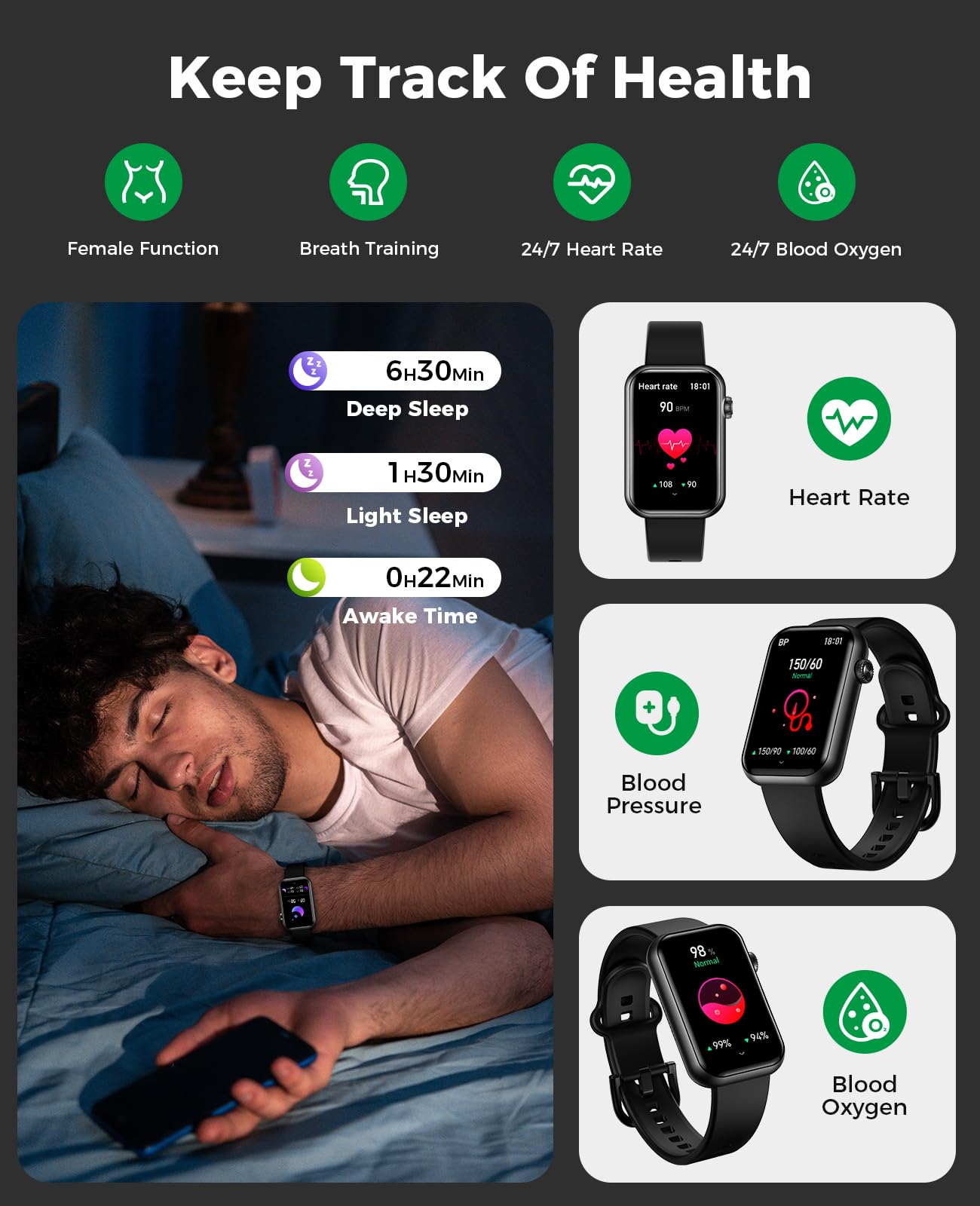 Smart Fitness Tracker Watch with Call Function, 24/7 Heart Rate & SpO2 Monitor, Blood Pressure & Sleep Tracking, 114 Sports Modes, Calorie & Step Counter - IP68 Waterproof Activity Tracker for Men & Women - Perfect for Running, Swimming & Daily Health Monitoring