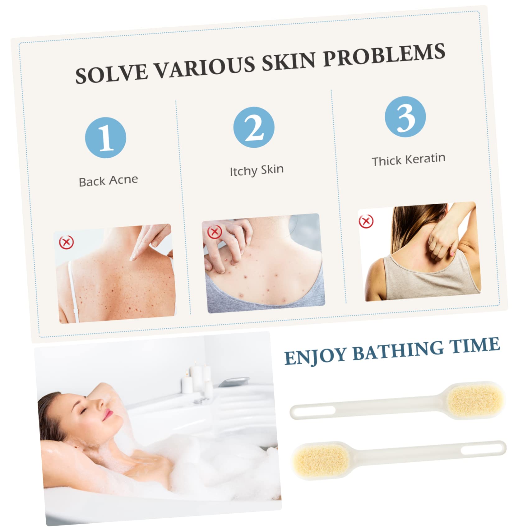DOITOOL 3 Pack Exfoliating Back Scrub Brush - Soft Silicone Body Scrubber for Men & Women - Skin Cleansing Shower Brush with Nylon Bristles - Perfect for Exfoliation & Deep Cleaning in Bath or Shower
