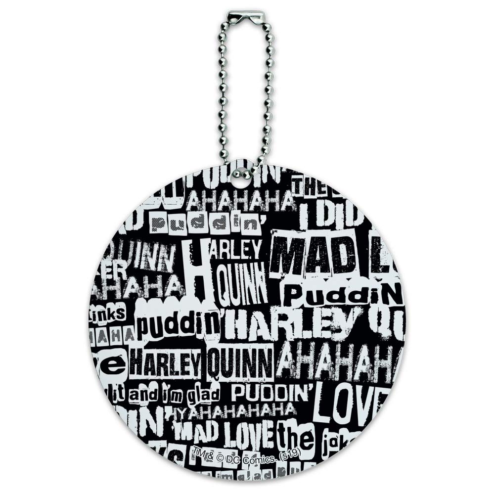 Harley Quinn Ransom Pattern Round Luggage ID Tag - Durable Suitcase Name Tag for Carry-On Bags - Perfect for Travel, Business Trips & Vacation Identification