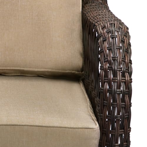 GARVEE 3-Piece Rattan Swivel Rocking Chair Set for Outdoor Patio, Wicker Bistro Conversation Furniture with Cushions & Side Table - Perfect for Garden, Porch, and Backyard Relaxation