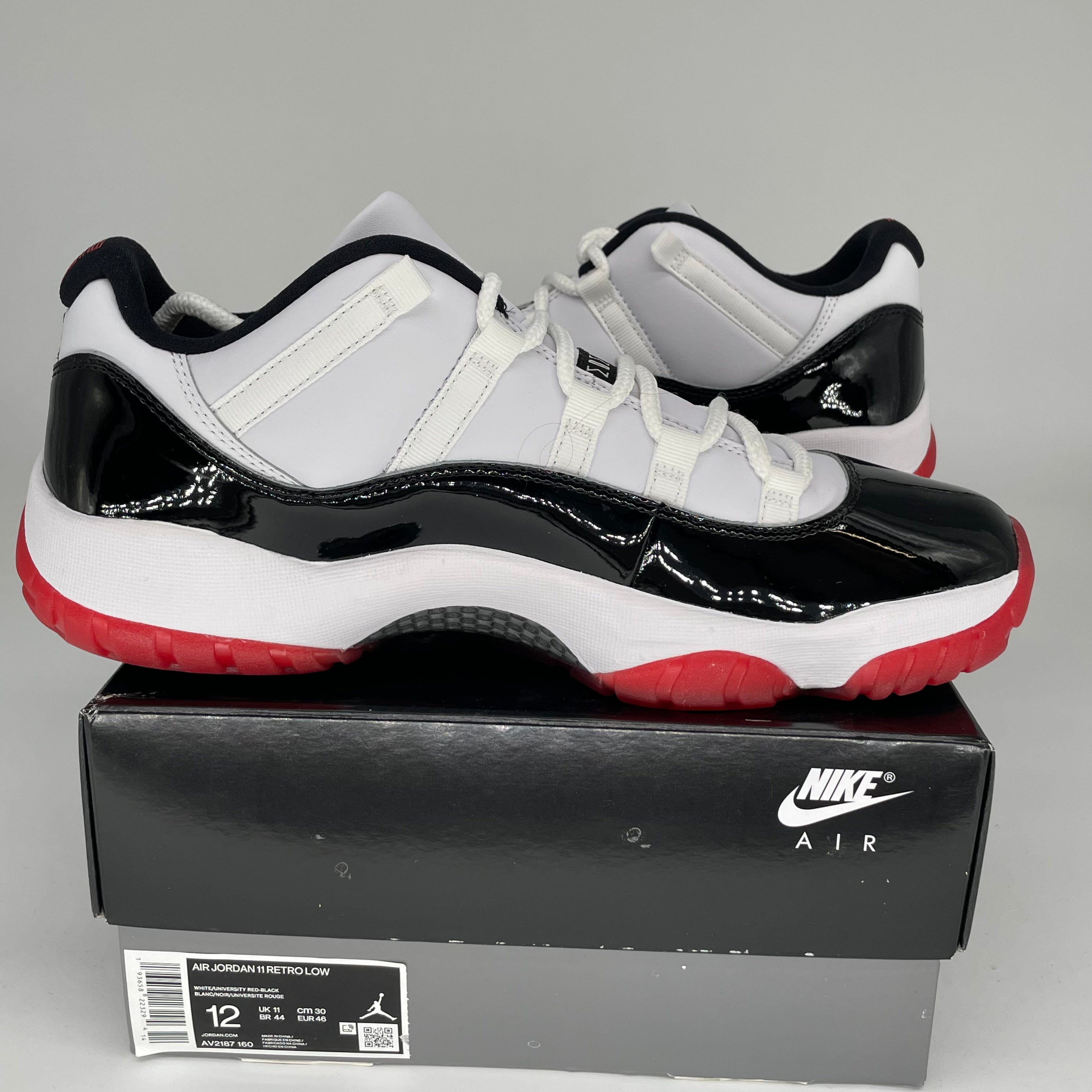 Original Air Jordan 11 Low Concord Bred Men's Basketball Shoes Size 12 (AV2187-160) - Perfect for Casual Wear & Street Fashion