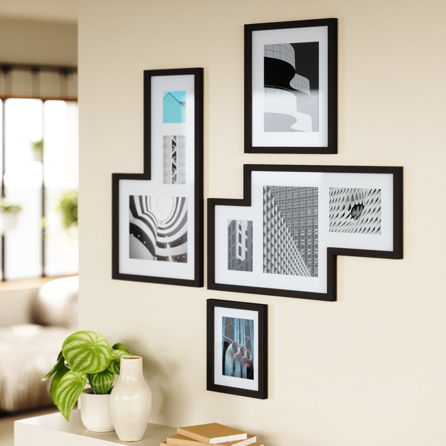 Mingle Wall Picture Frames Set of 4 - 8x10 10x12 Inches Black Gallery Frames for Home Decor, Living Room, Bedroom & Office Wall Art Display