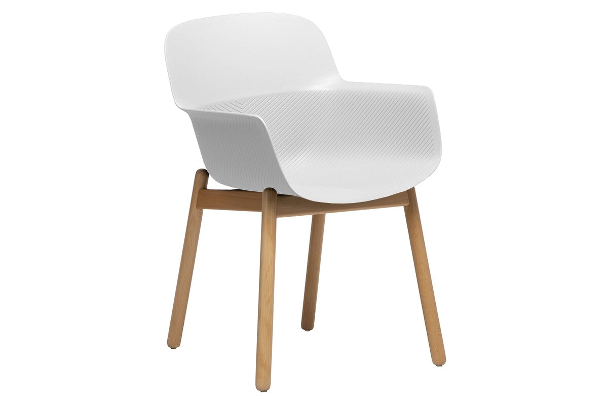 Tommy Tub Plastic Chair with Wooden Leg - Lightweight Outdoor Seating for Patio, Garden, and Poolside Relaxation
